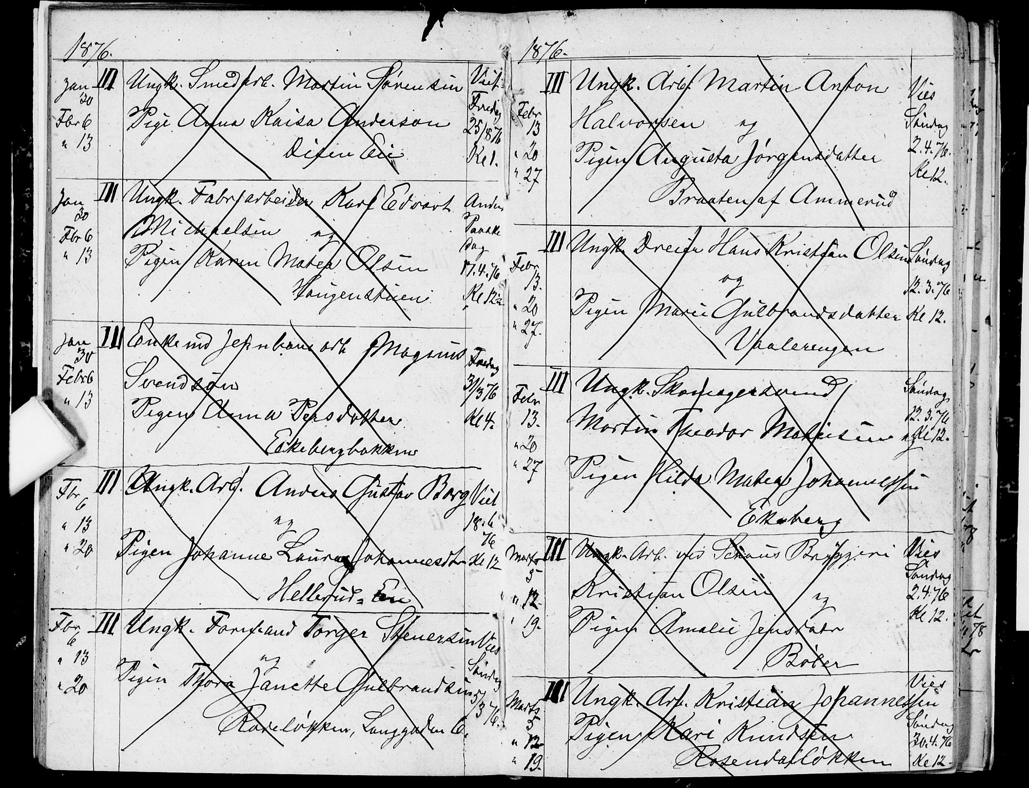 Østre Aker prestekontor Kirkebøker, SAO/A-10840/H/Ha/L0003: Banns register no. I 3, 1873-1878