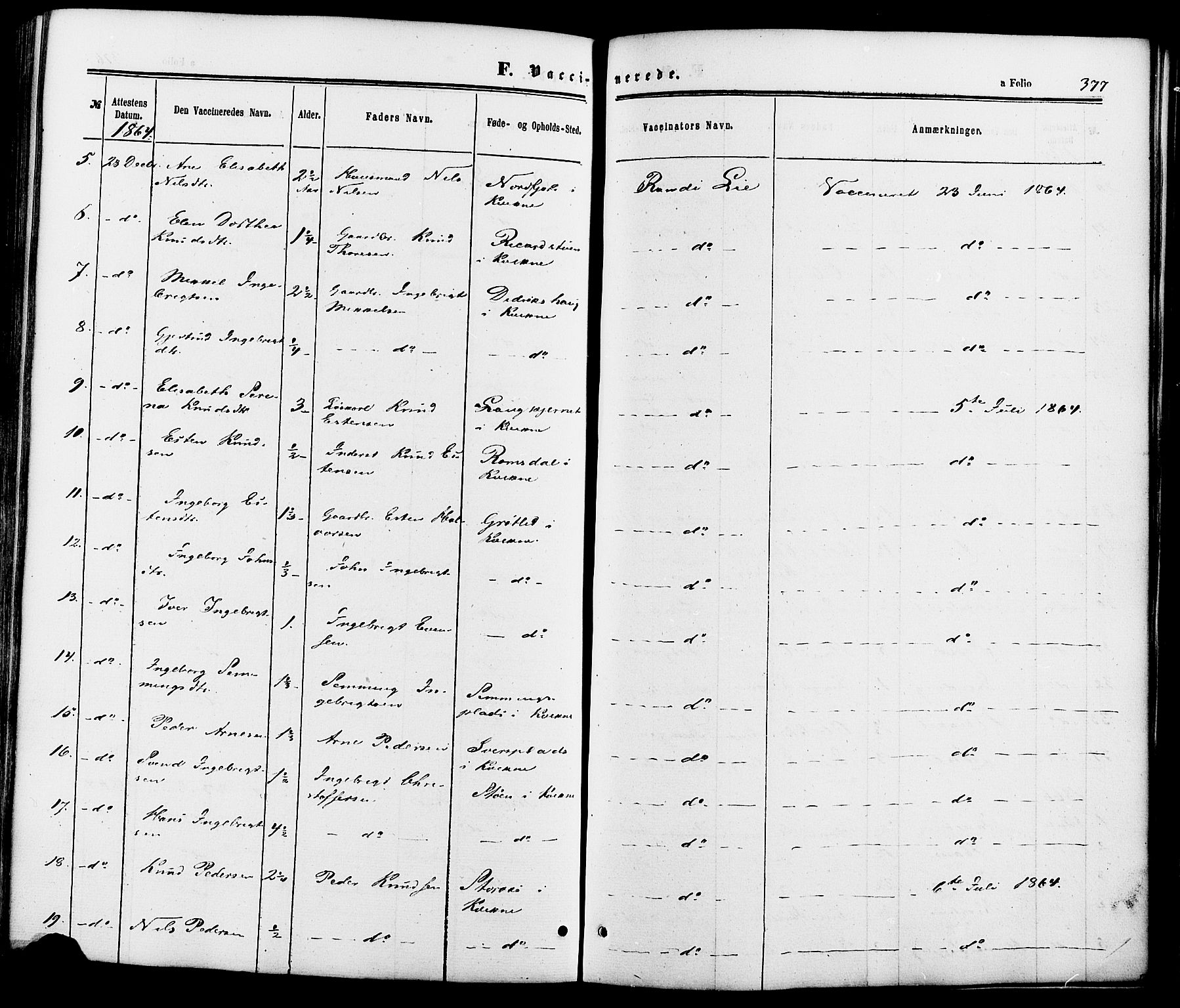 Kvikne prestekontor, AV/SAH-PREST-064/H/Ha/Haa/L0006: Parish register (official) no. 6, 1863-1886, p. 377