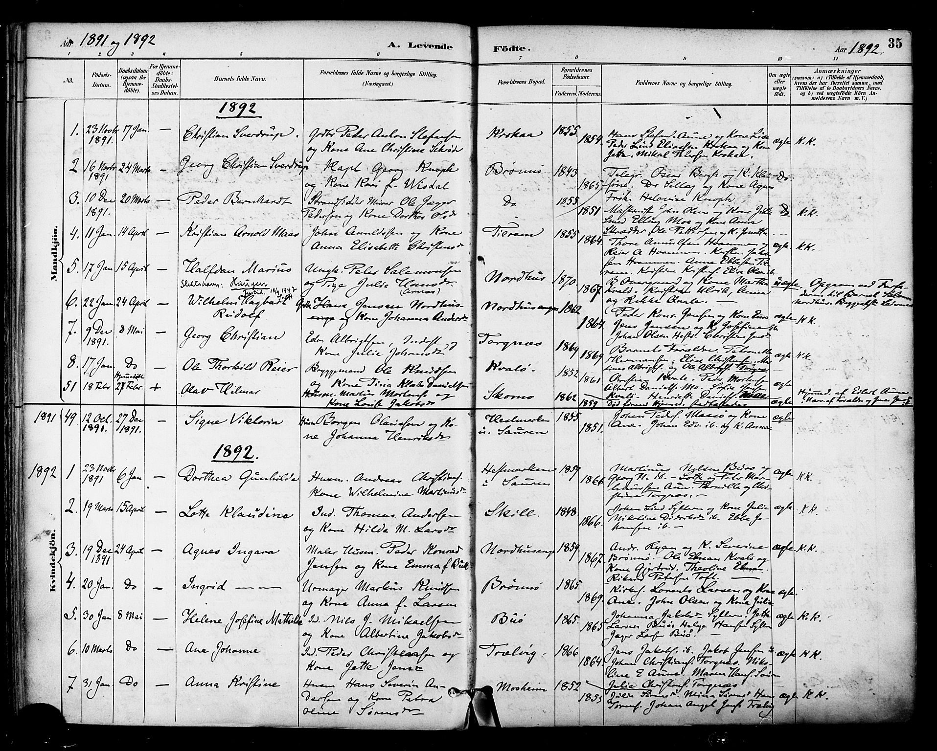 Ministerialprotokoller, klokkerbøker og fødselsregistre - Nordland, SAT/A-1459/813/L0200: Parish register (official) no. 813A10, 1886-1900, p. 35