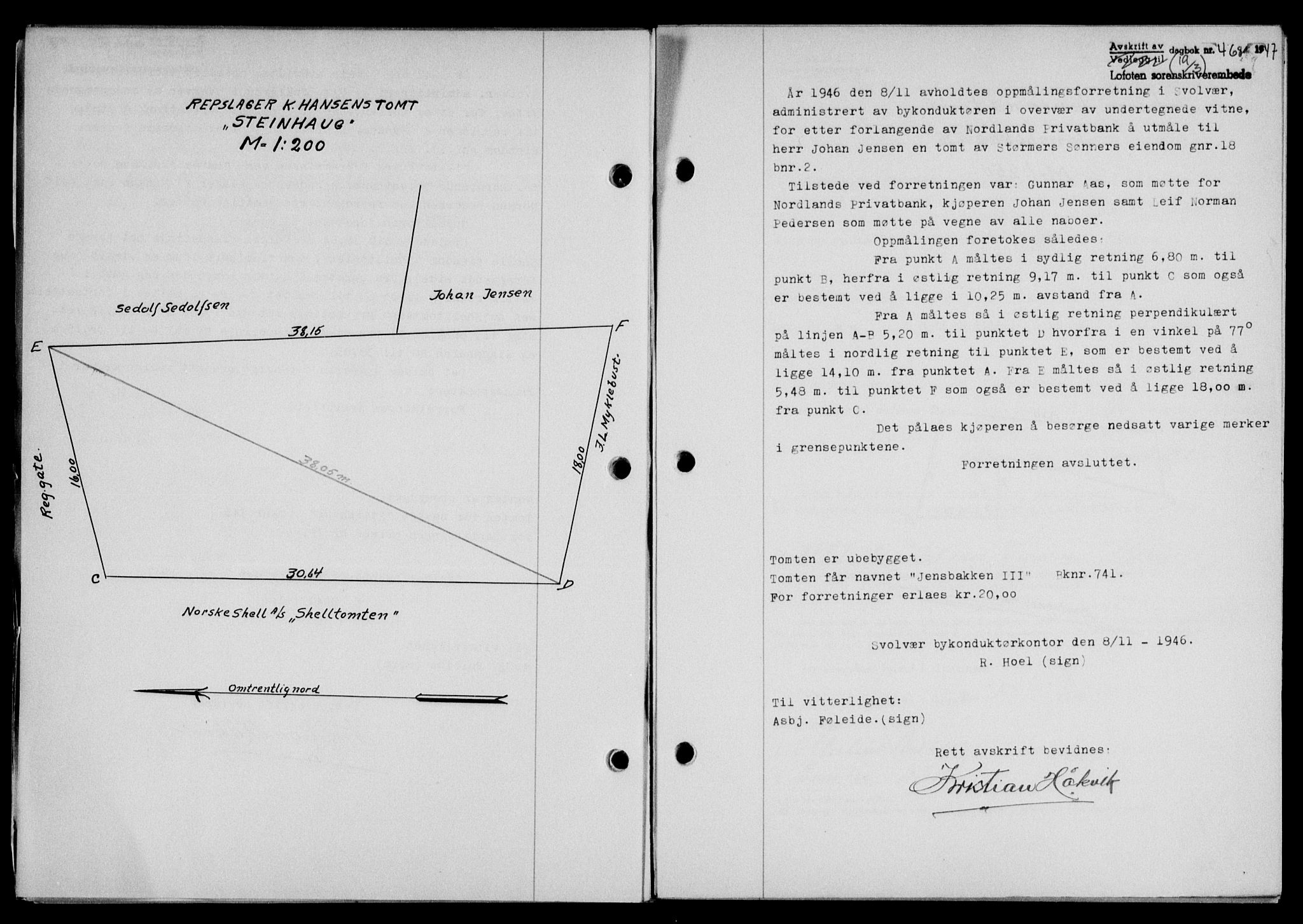 Lofoten sorenskriveri, SAT/A-0017/1/2/2C/L0015a: Mortgage book no. 15a, 1946-1947, Diary no: : 468/1947