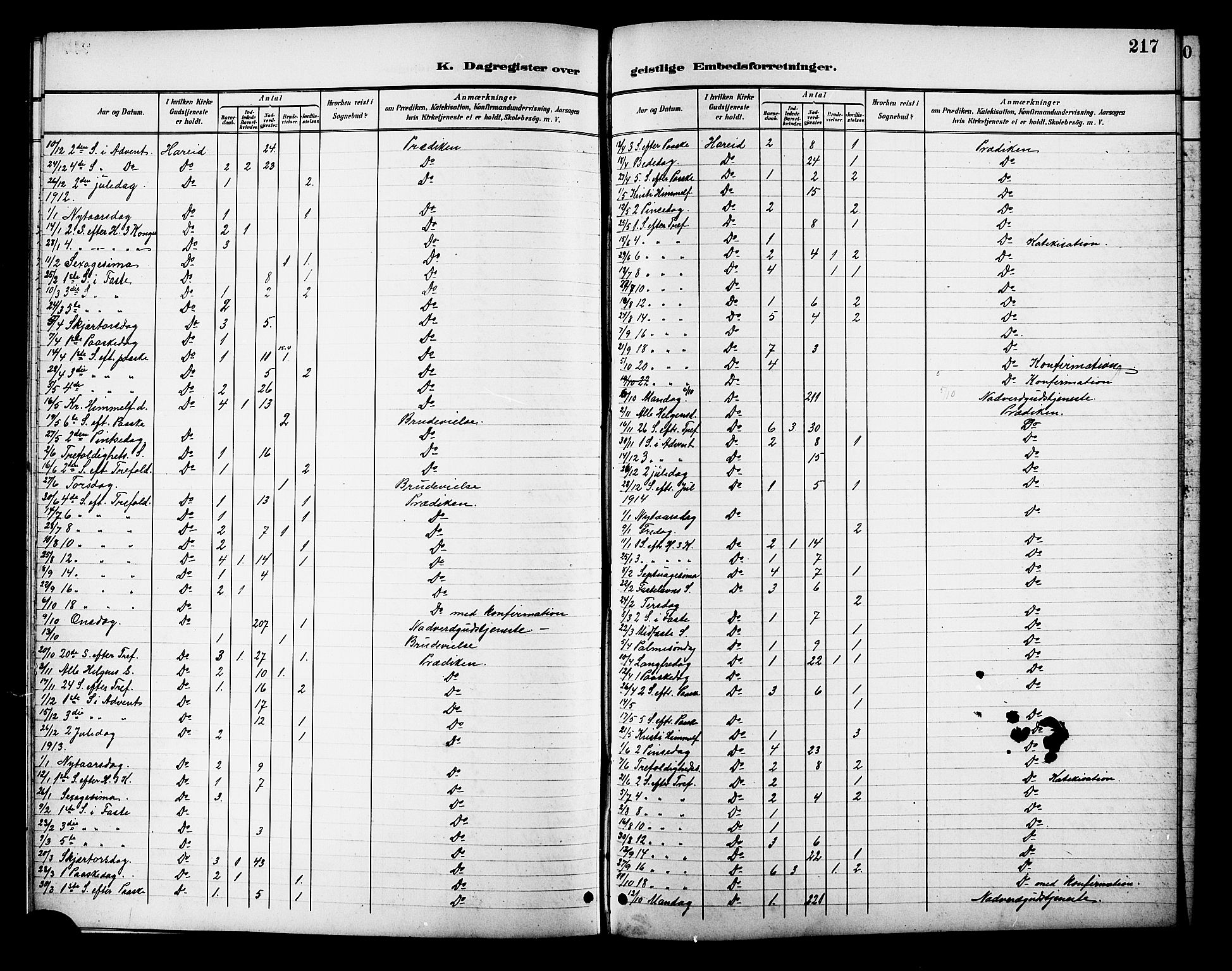 Ministerialprotokoller, klokkerbøker og fødselsregistre - Møre og Romsdal, SAT/A-1454/510/L0126: Parish register (copy) no. 510C03, 1900-1922, p. 217