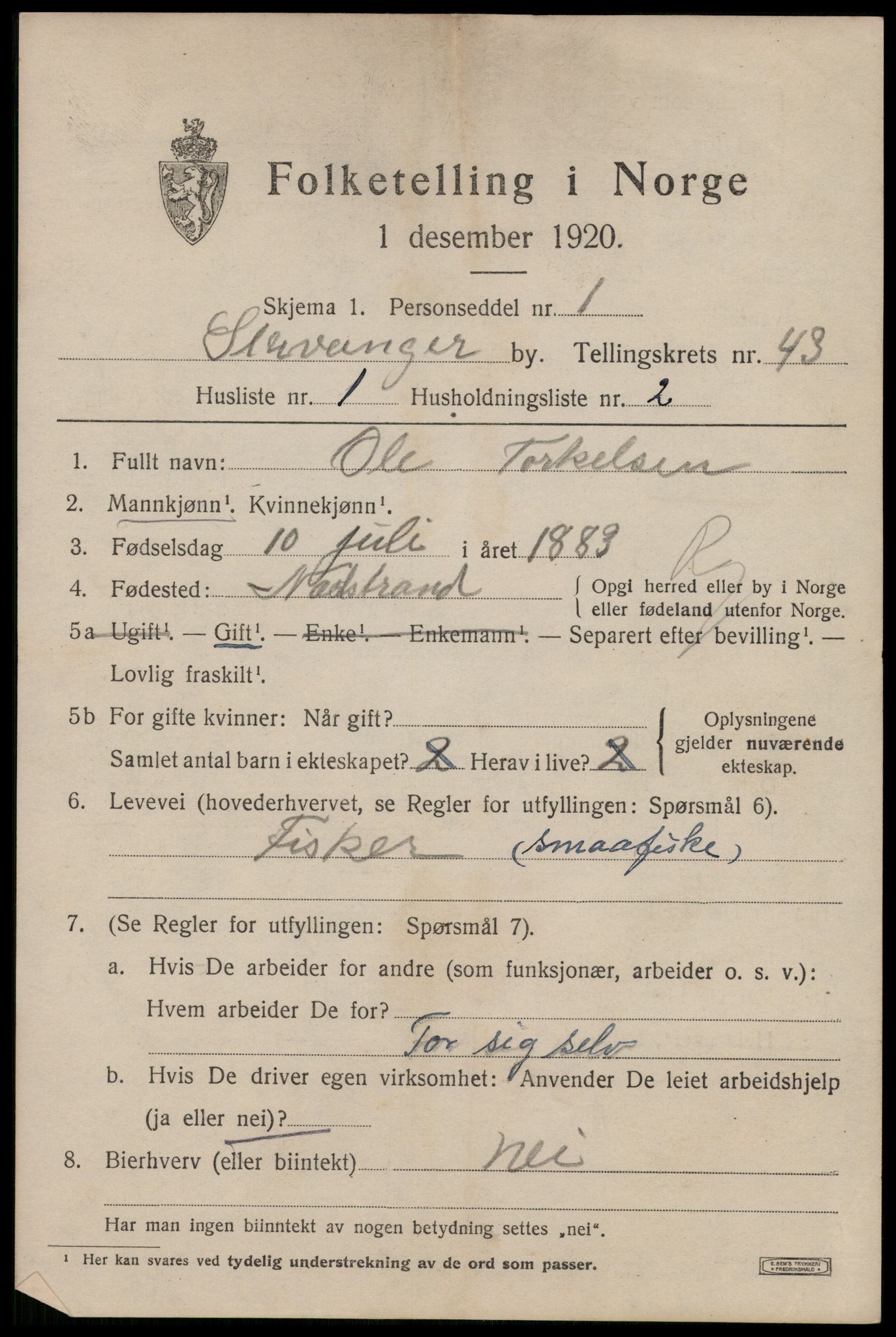 SAST, 1920 census for Stavanger, 1920, p. 106814