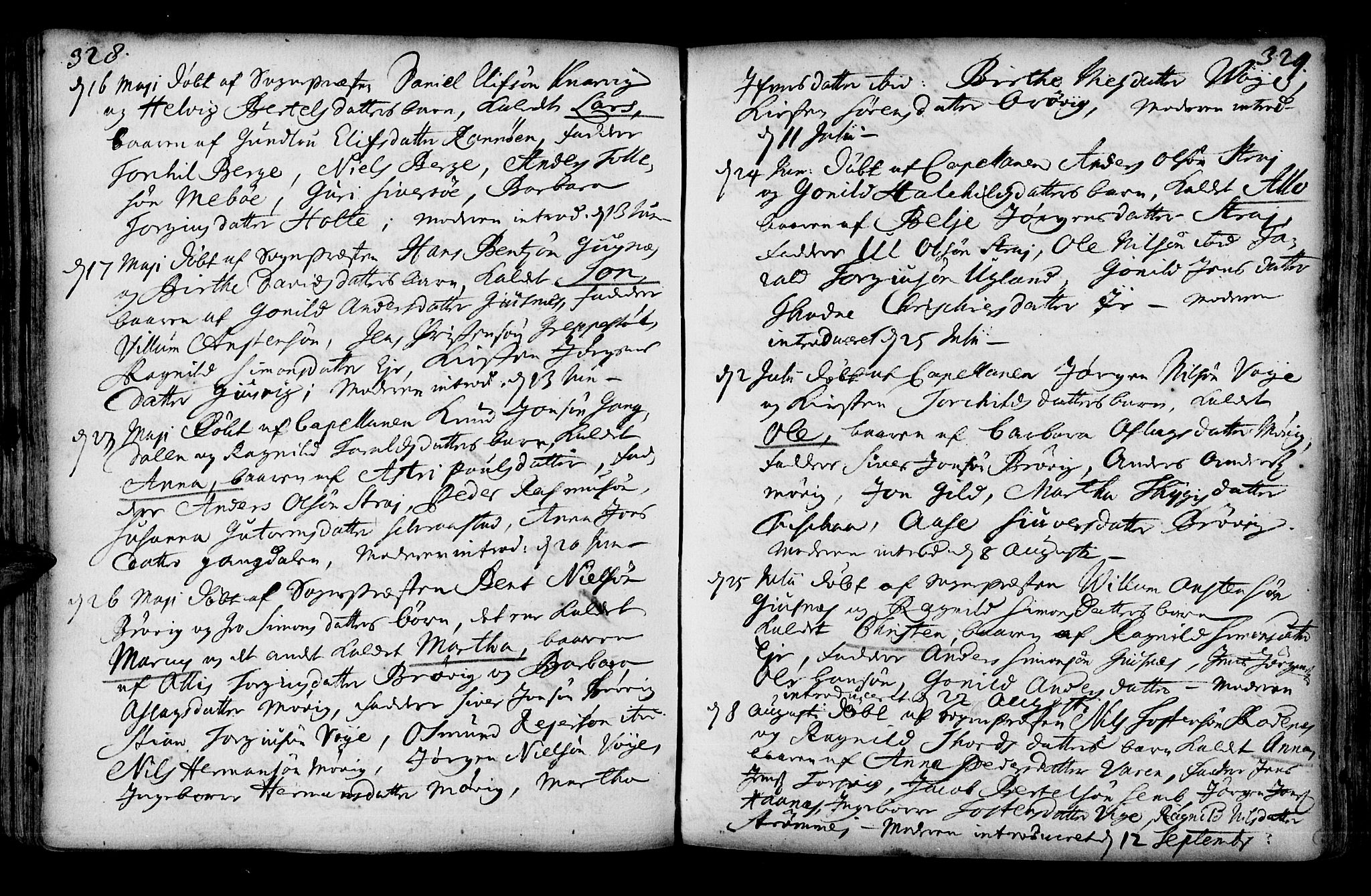 Oddernes sokneprestkontor, SAK/1111-0033/F/Fa/Faa/L0001: Parish register (official) no. A 1, 1692-1718, p. 328-329