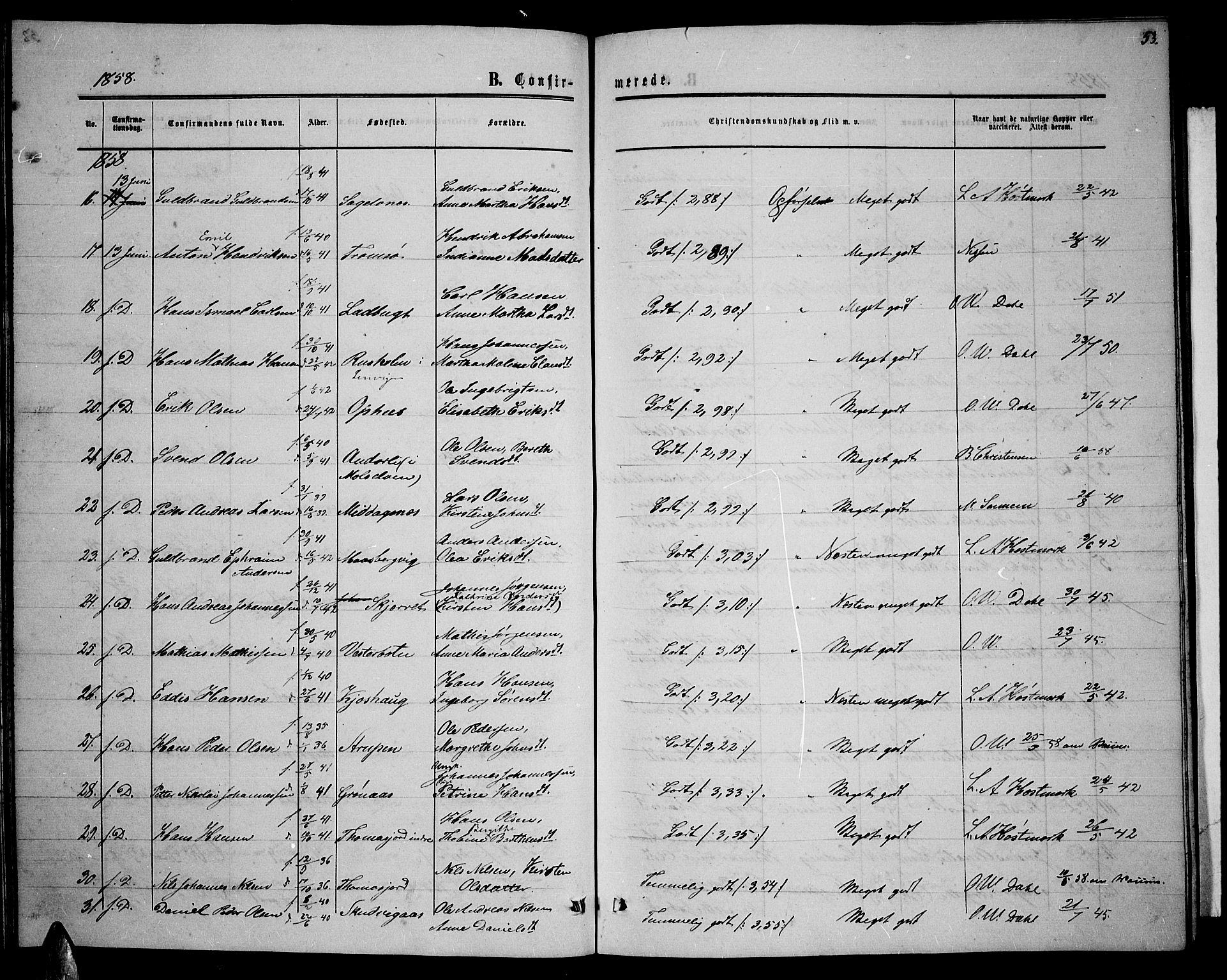 Balsfjord sokneprestembete, SATØ/S-1303/G/Ga/L0005klokker: Parish register (copy) no. 5, 1856-1862, p. 53