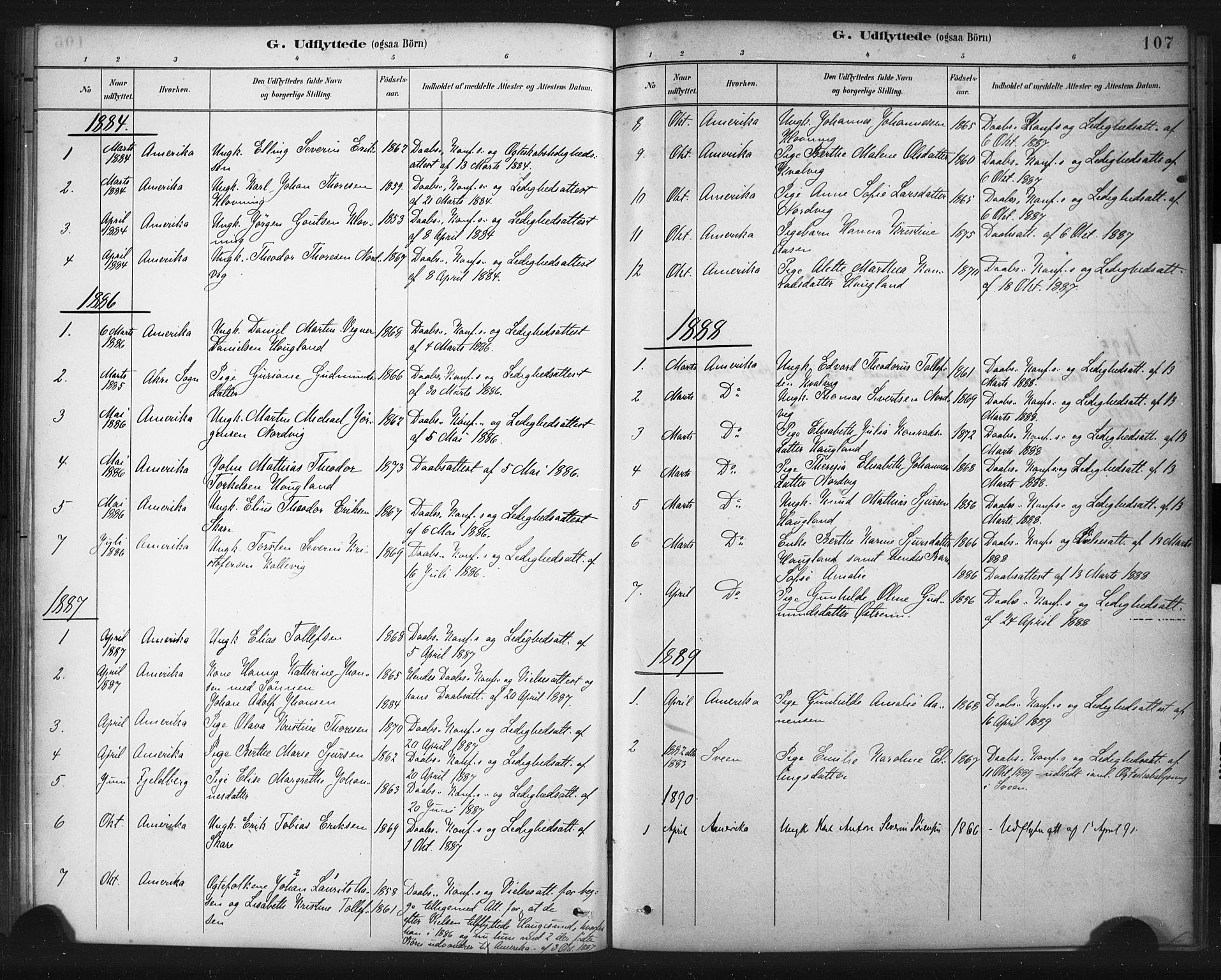 Torvastad sokneprestkontor, AV/SAST-A -101857/H/Ha/Haa/L0016: Parish register (official) no. A 15, 1883-1903, p. 107