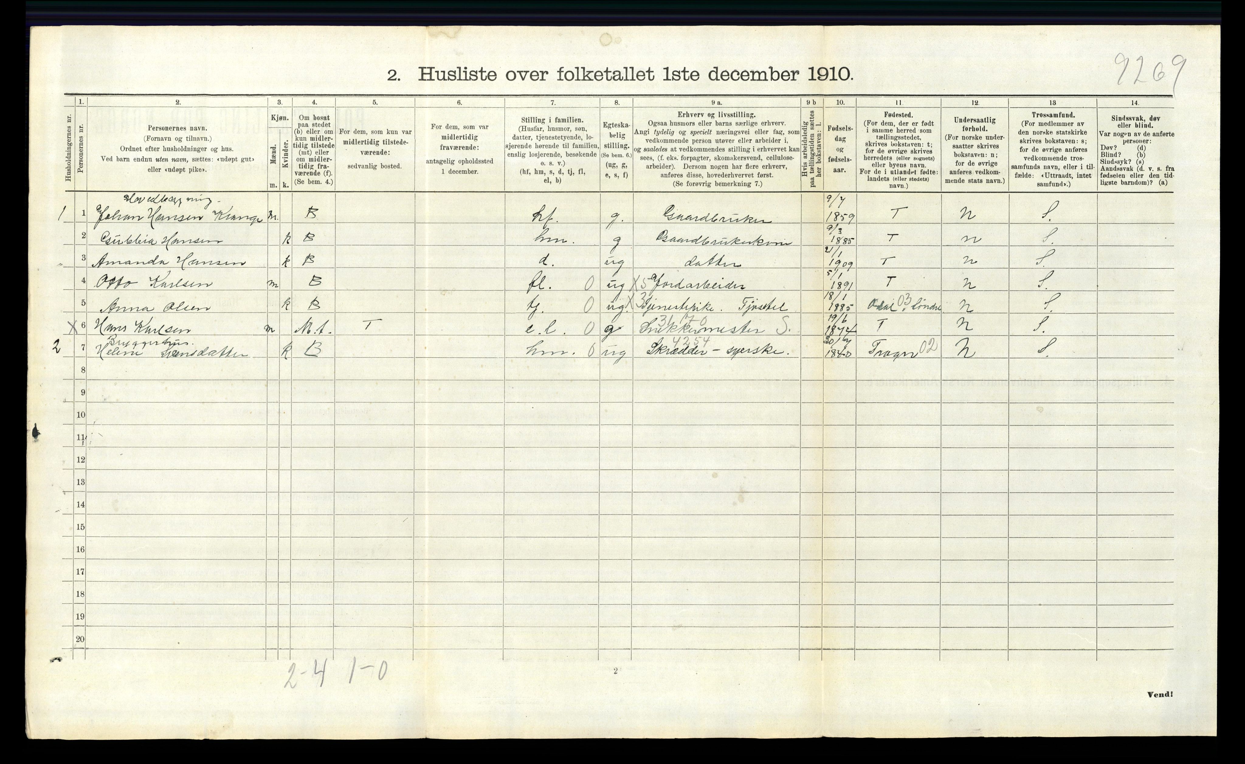 RA, 1910 census for Nesodden, 1910, p. 195