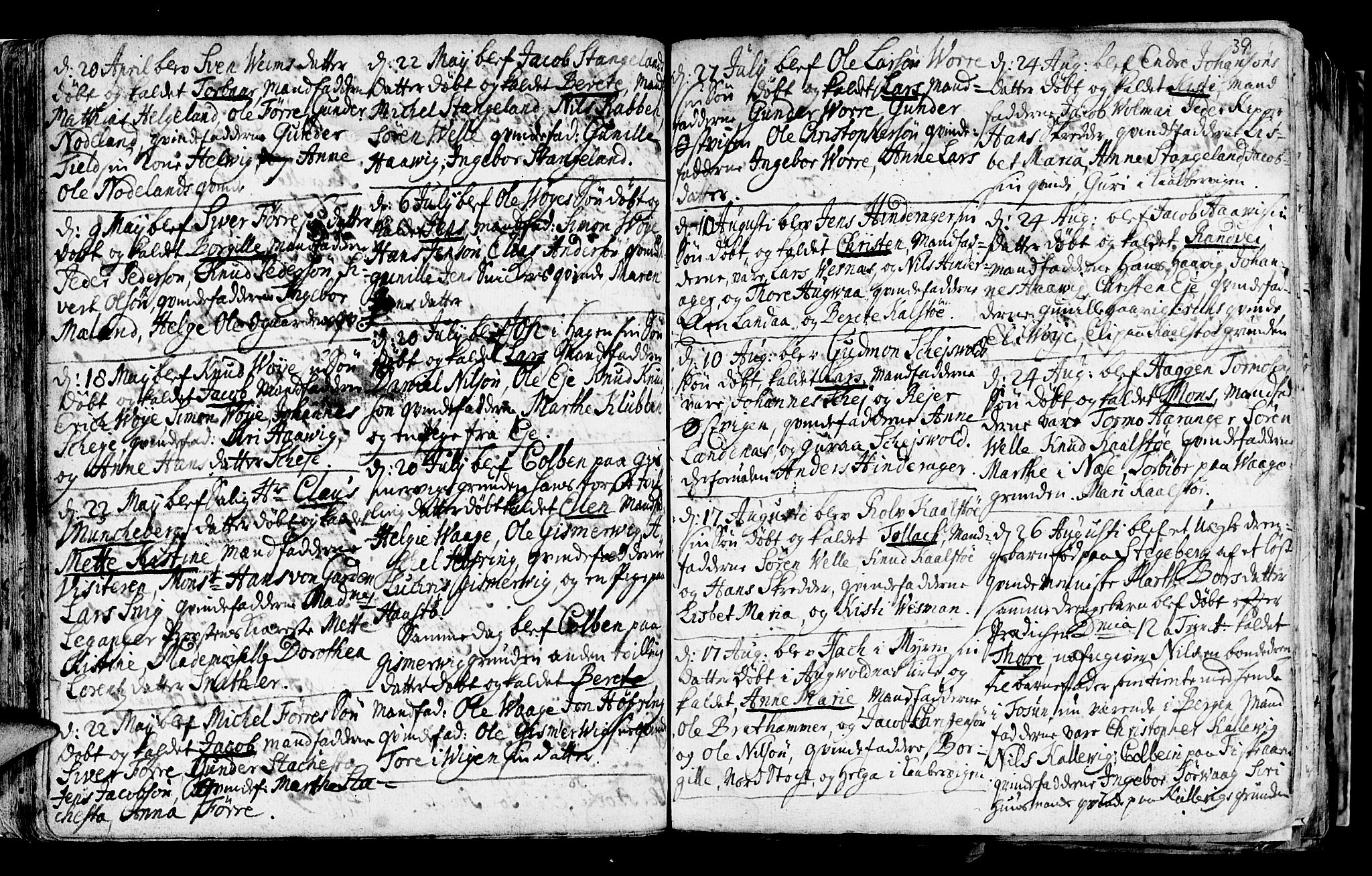 Avaldsnes sokneprestkontor, AV/SAST-A -101851/H/Ha/Haa/L0001: Parish register (official) no. A 1, 1711-1764, p. 39