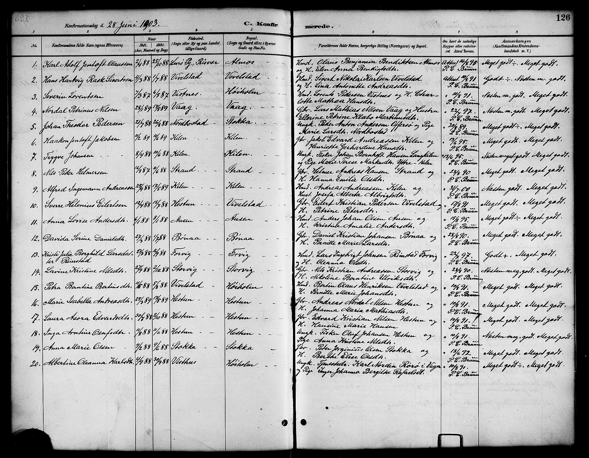 Ministerialprotokoller, klokkerbøker og fødselsregistre - Nordland, AV/SAT-A-1459/819/L0277: Parish register (copy) no. 819C03, 1888-1917, p. 126