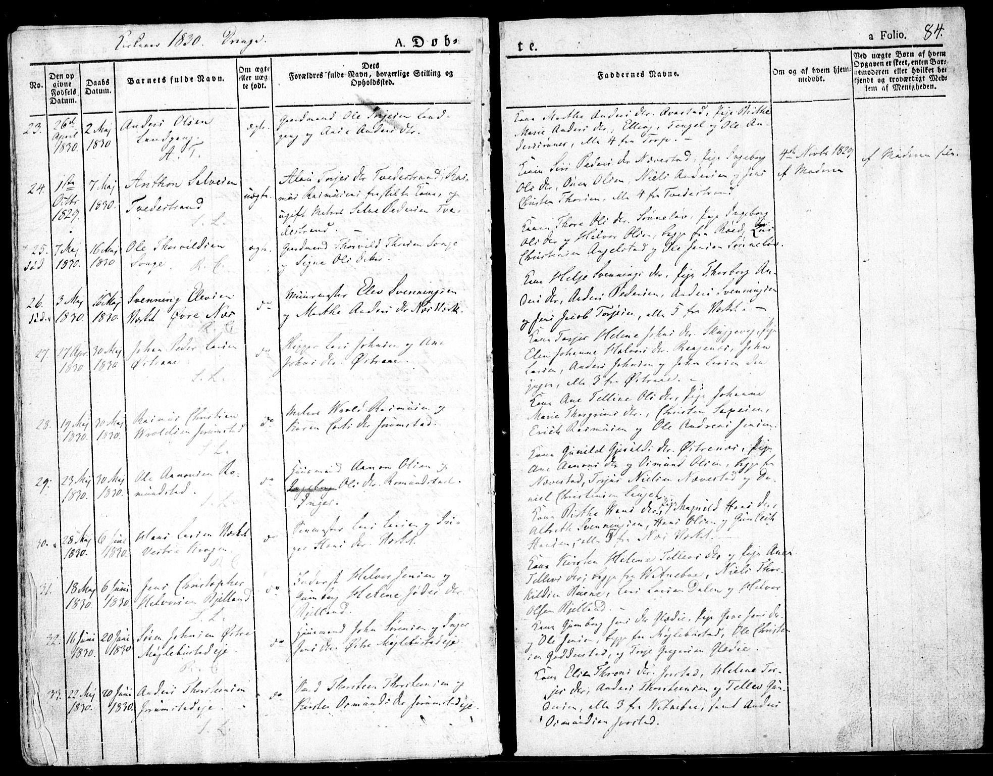 Holt sokneprestkontor, AV/SAK-1111-0021/F/Fa/L0006: Parish register (official) no. A 6, 1820-1835, p. 84