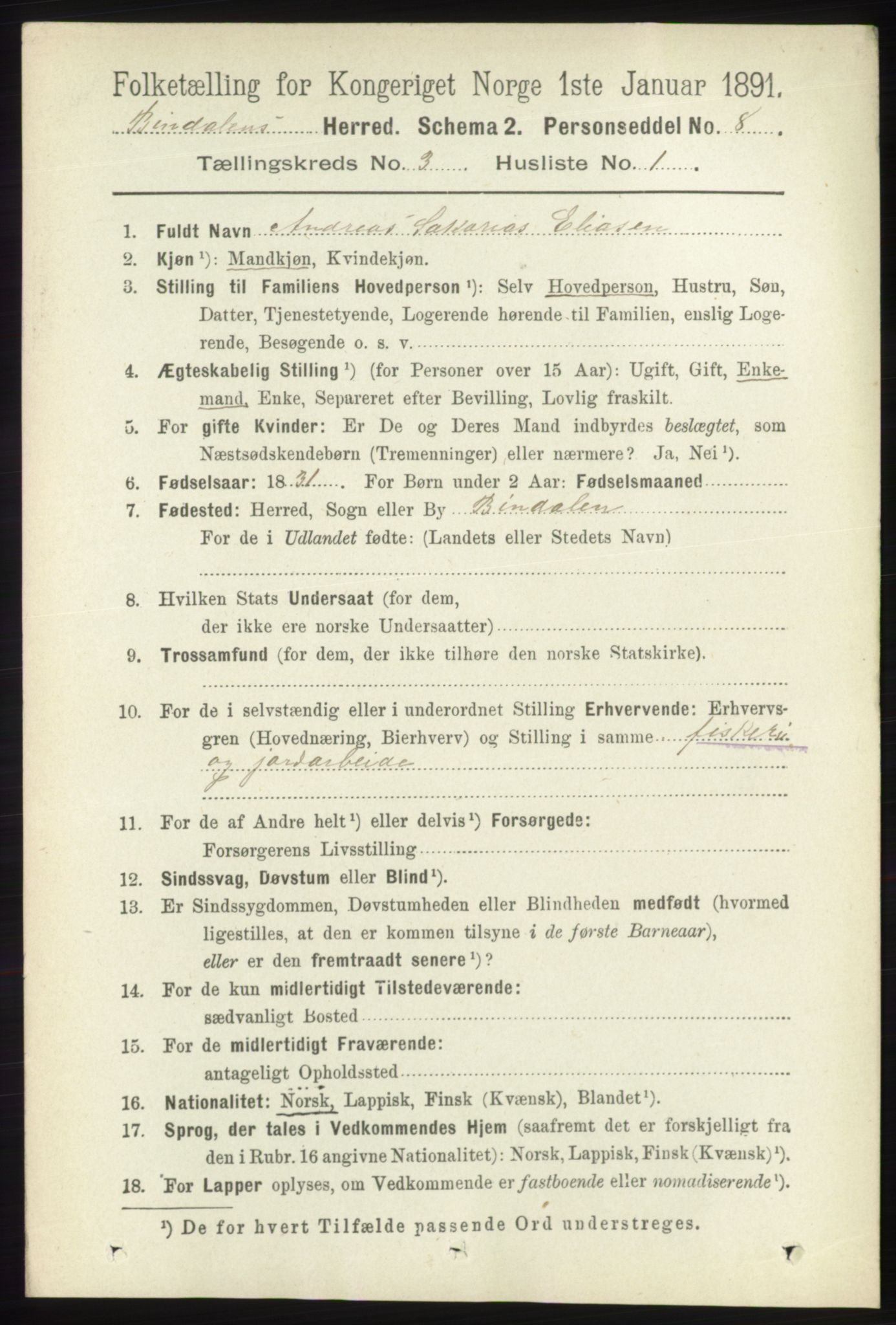 RA, 1891 census for 1811 Bindal, 1891, p. 653