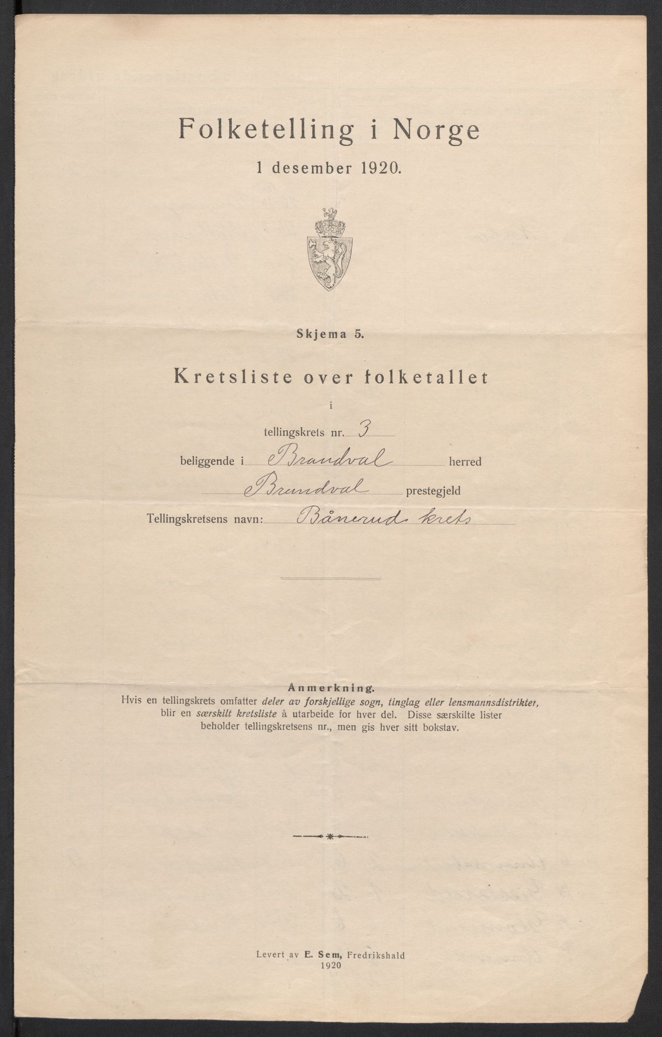 SAH, 1920 census for Brandval, 1920, p. 14