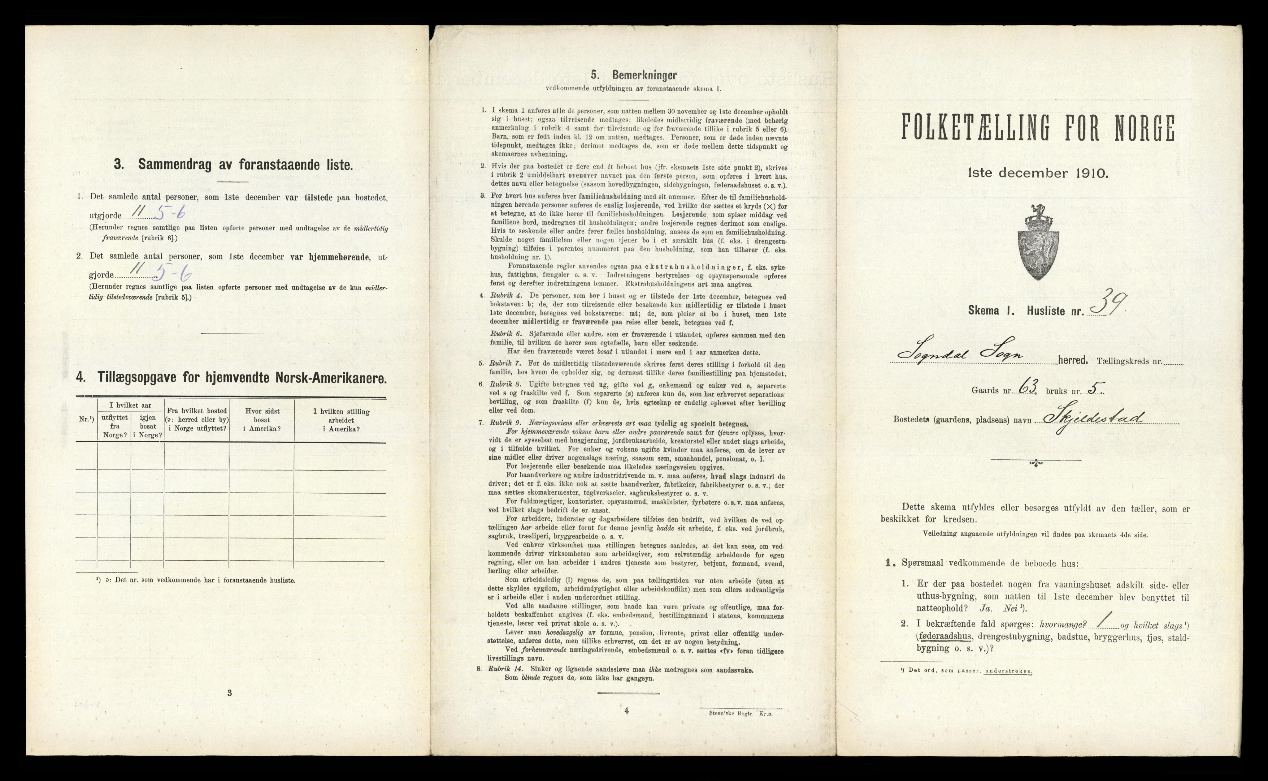 RA, 1910 census for Sogndal, 1910, p. 590