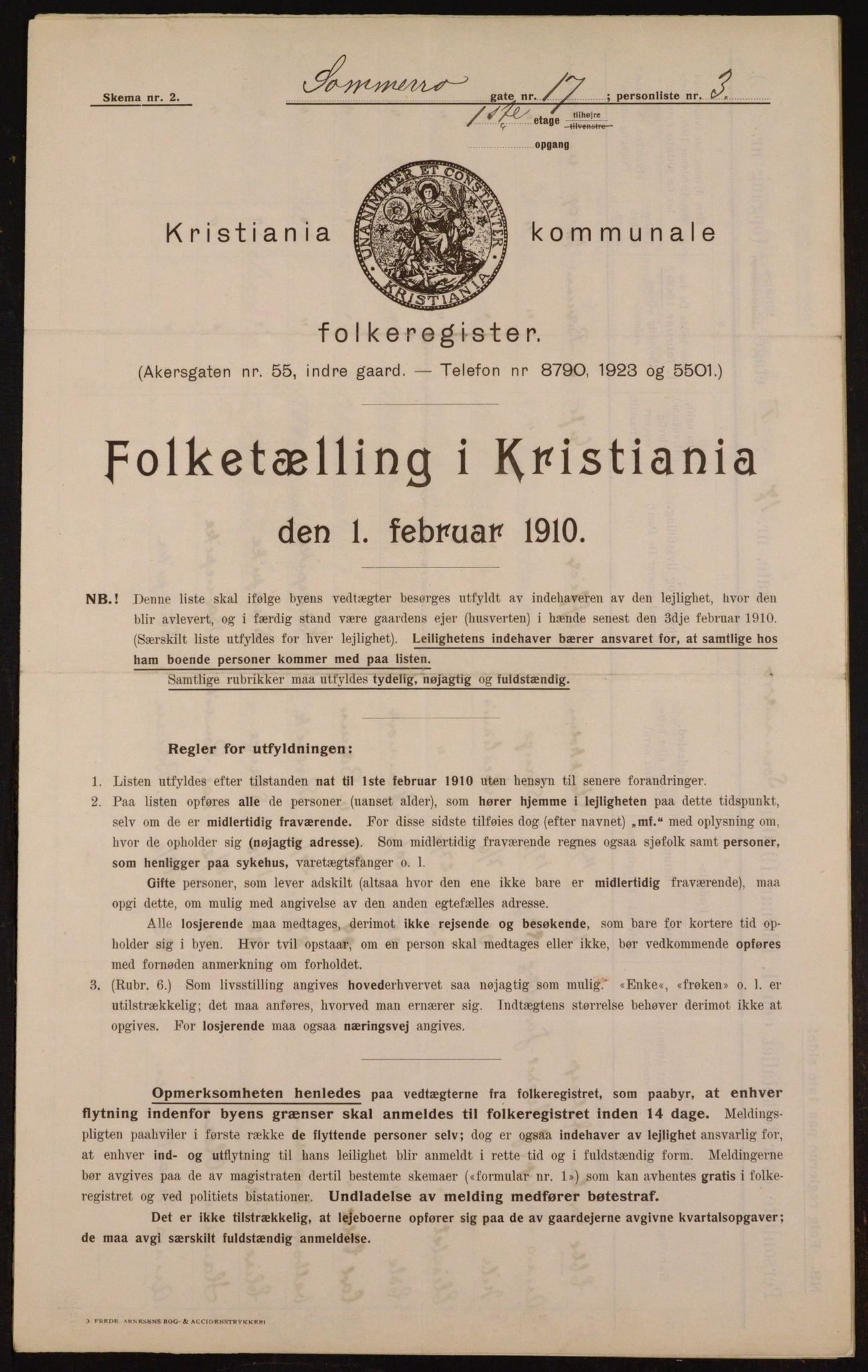 OBA, Municipal Census 1910 for Kristiania, 1910, p. 95051