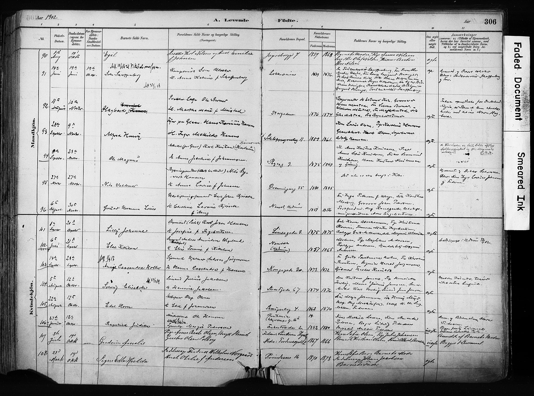 Larvik kirkebøker, AV/SAKO-A-352/F/Fa/L0009: Parish register (official) no. I 9, 1884-1904, p. 306