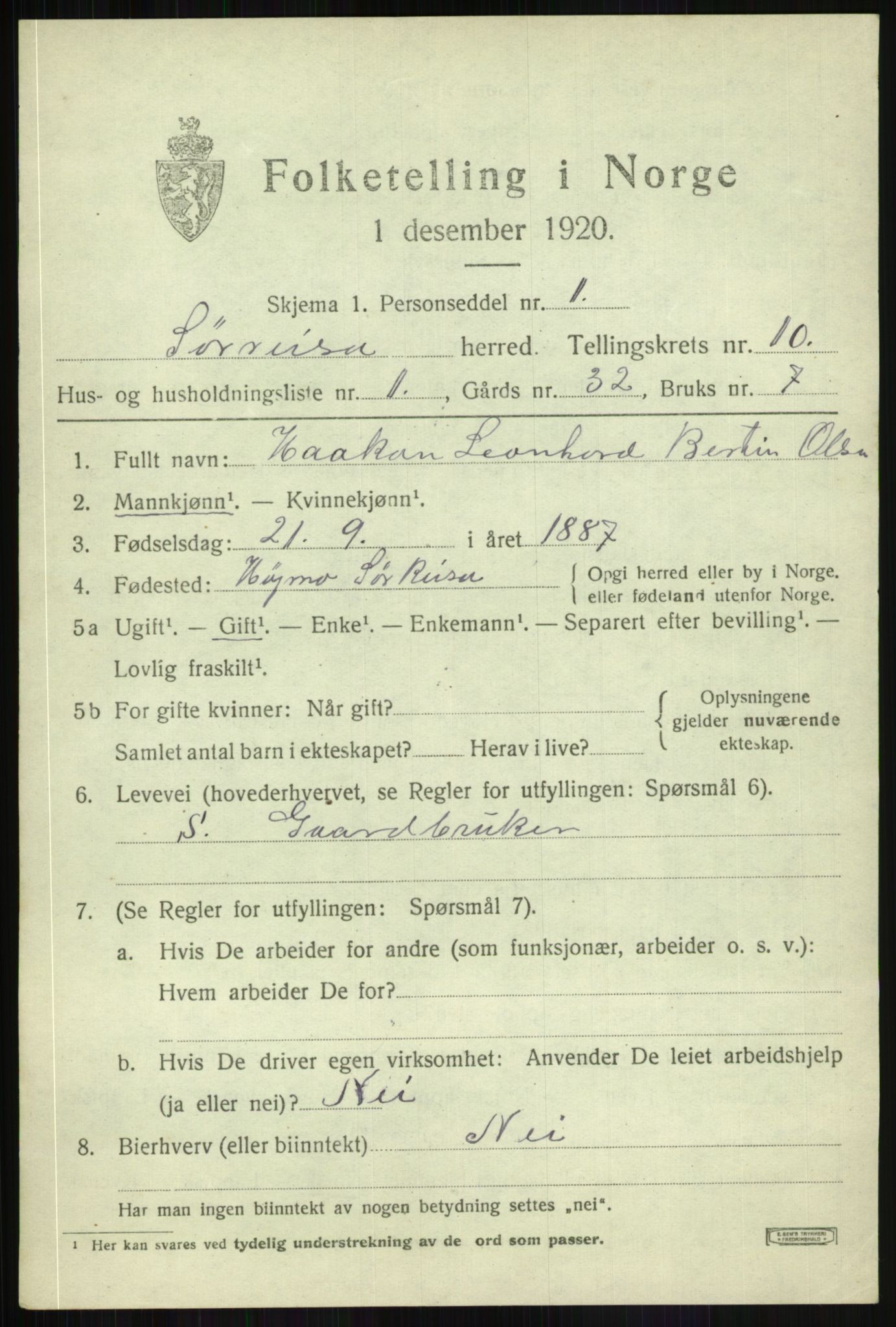 SATØ, 1920 census for Sørreisa, 1920, p. 4602