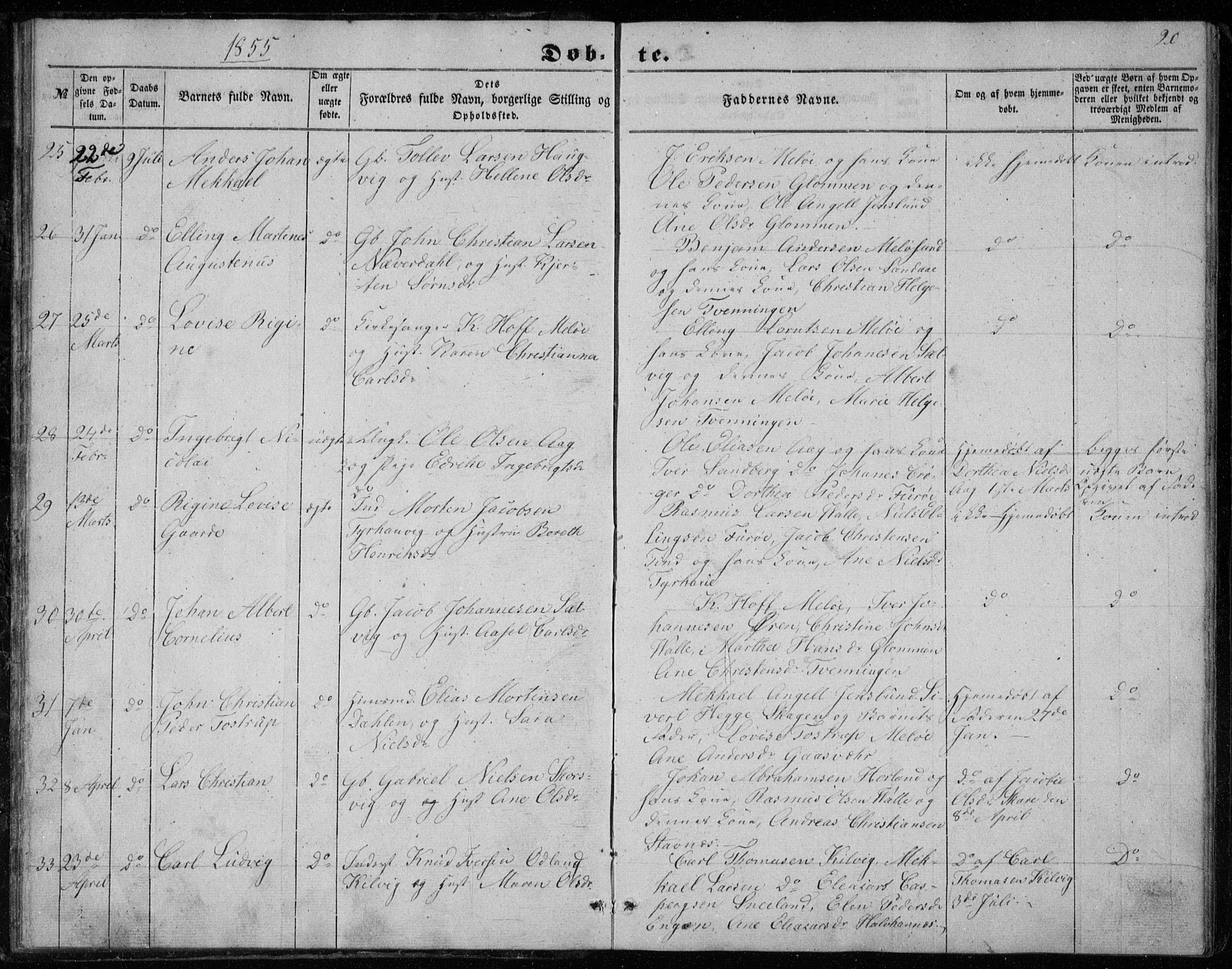 Ministerialprotokoller, klokkerbøker og fødselsregistre - Nordland, AV/SAT-A-1459/843/L0633: Parish register (copy) no. 843C02, 1853-1873, p. 20