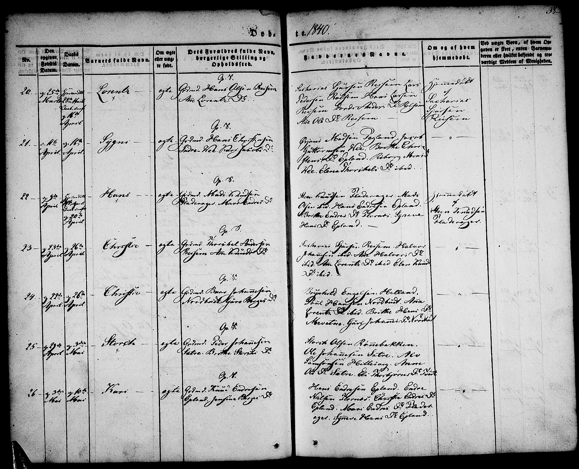 Tysnes sokneprestembete, AV/SAB-A-78601/H/Haa: Parish register (official) no. A 9, 1837-1848, p. 38