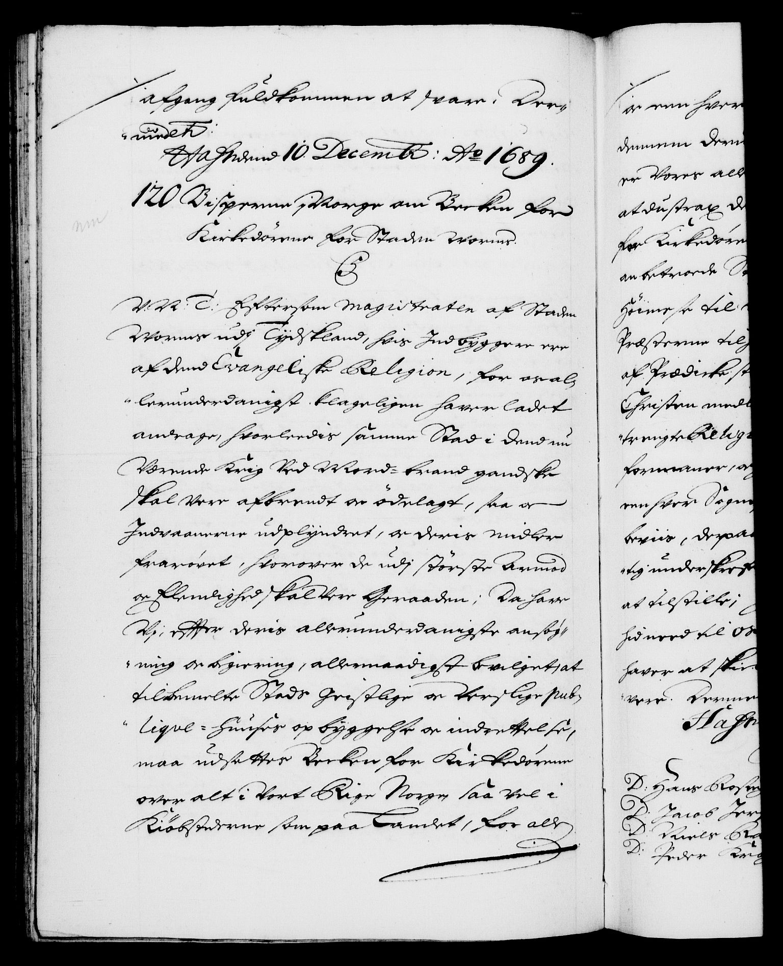 Danske Kanselli 1572-1799, AV/RA-EA-3023/F/Fc/Fca/Fcab/L0014: Norske tegnelser (mikrofilm), 1688-1691, p. 243b
