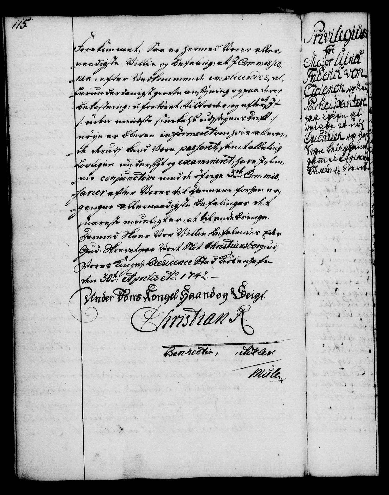 Rentekammeret, Kammerkanselliet, AV/RA-EA-3111/G/Gg/Gga/L0005: Norsk ekspedisjonsprotokoll med register (merket RK 53.5), 1741-1749, p. 115