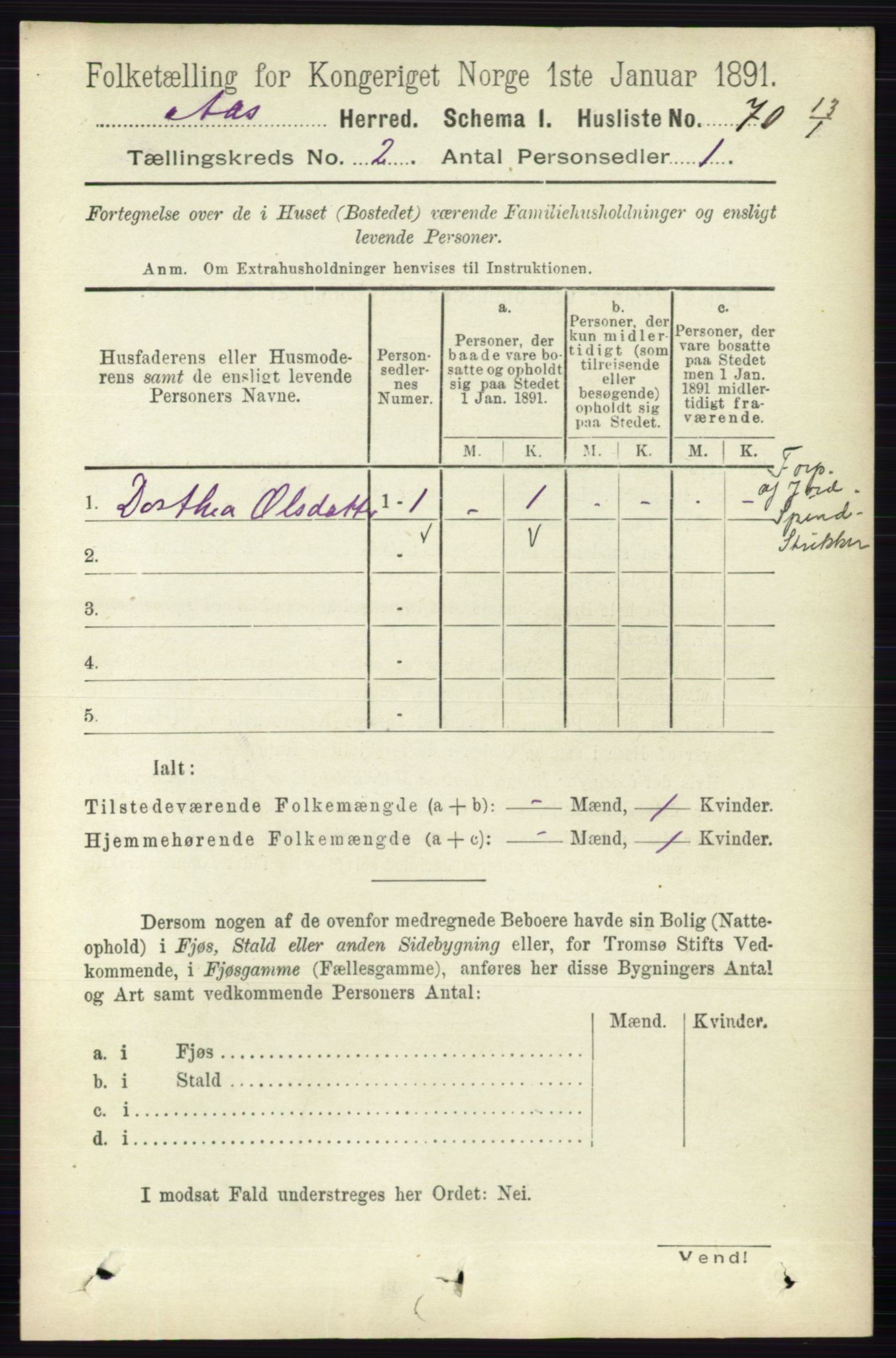 RA, 1891 census for 0214 Ås, 1891, p. 1572