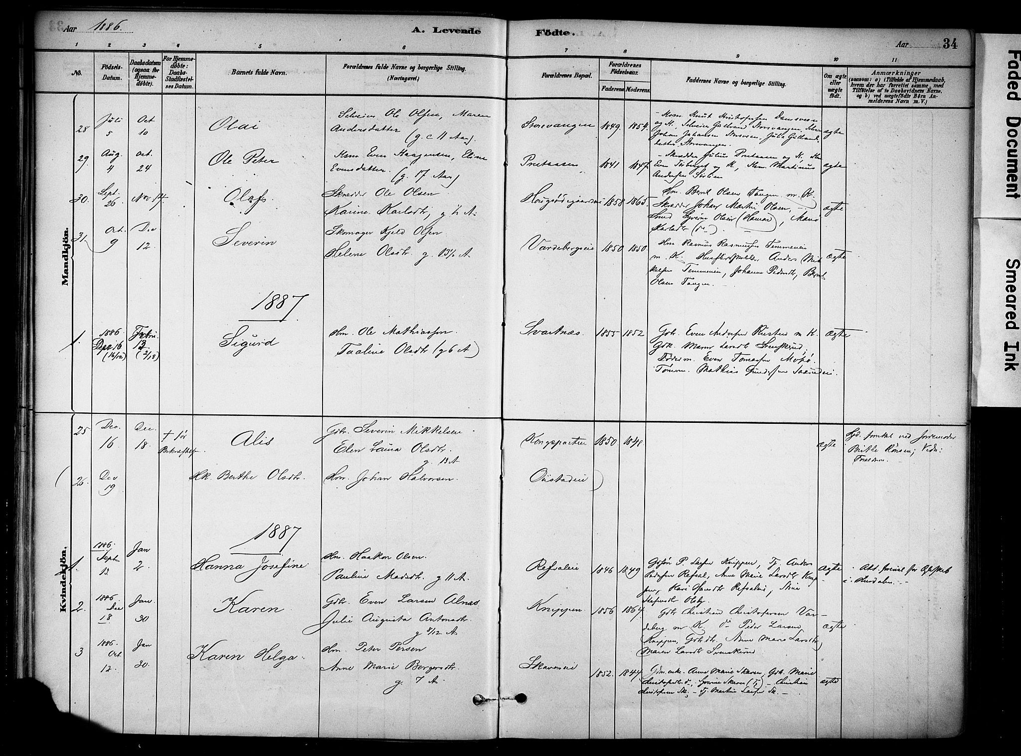 Stange prestekontor, AV/SAH-PREST-002/K/L0018: Parish register (official) no. 18, 1880-1896, p. 34