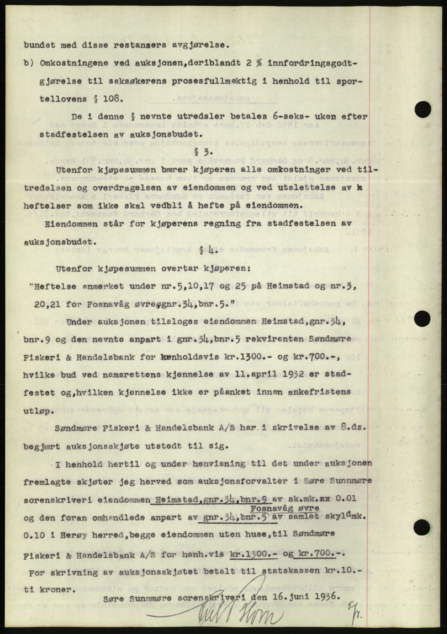 Søre Sunnmøre sorenskriveri, AV/SAT-A-4122/1/2/2C/L0061: Mortgage book no. 55, 1936-1936, Diary no: : 867/1936