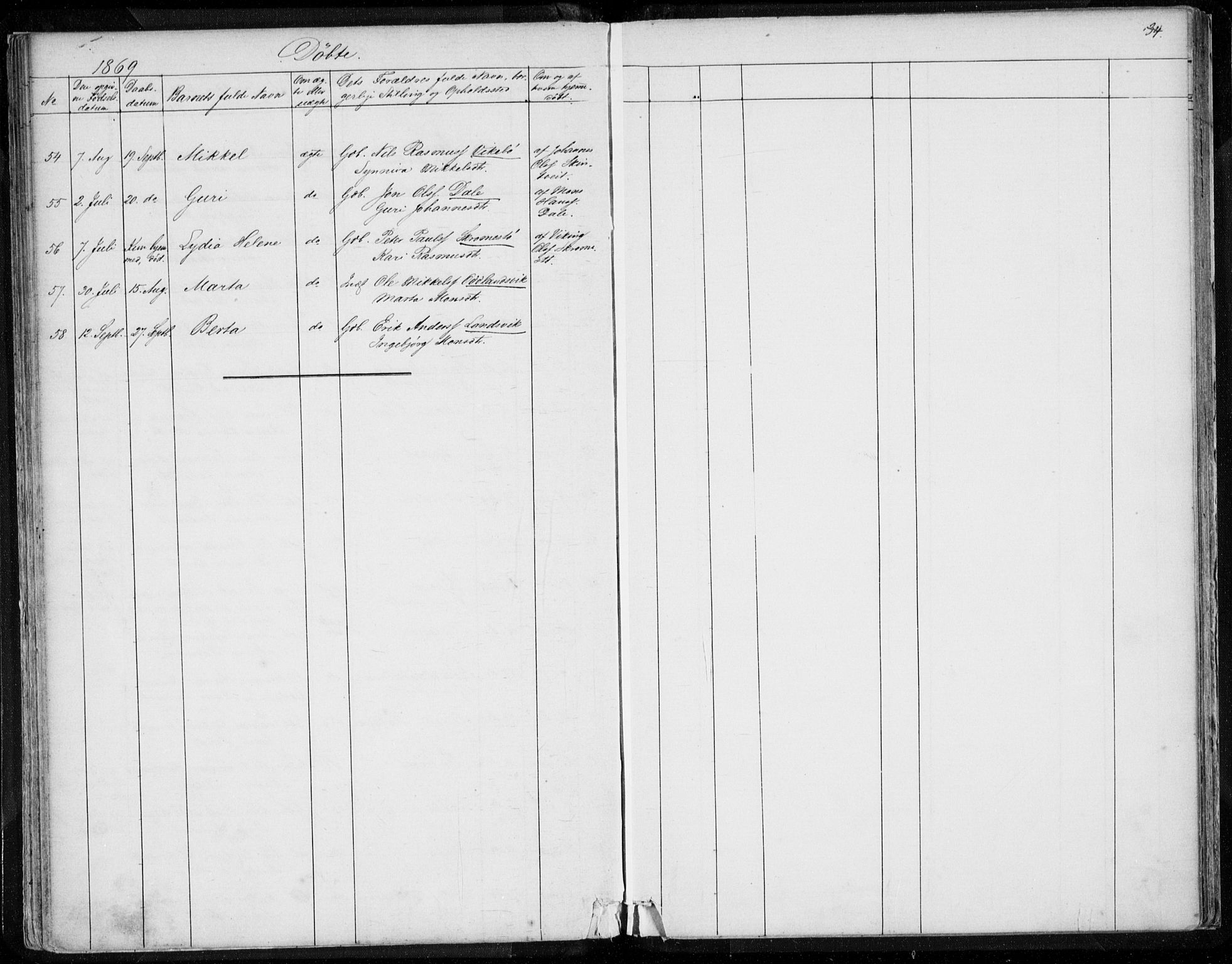 Herdla Sokneprestembete, AV/SAB-A-75701/H/Haa: Parish register (official) no. A 1, 1855-1869, p. 34