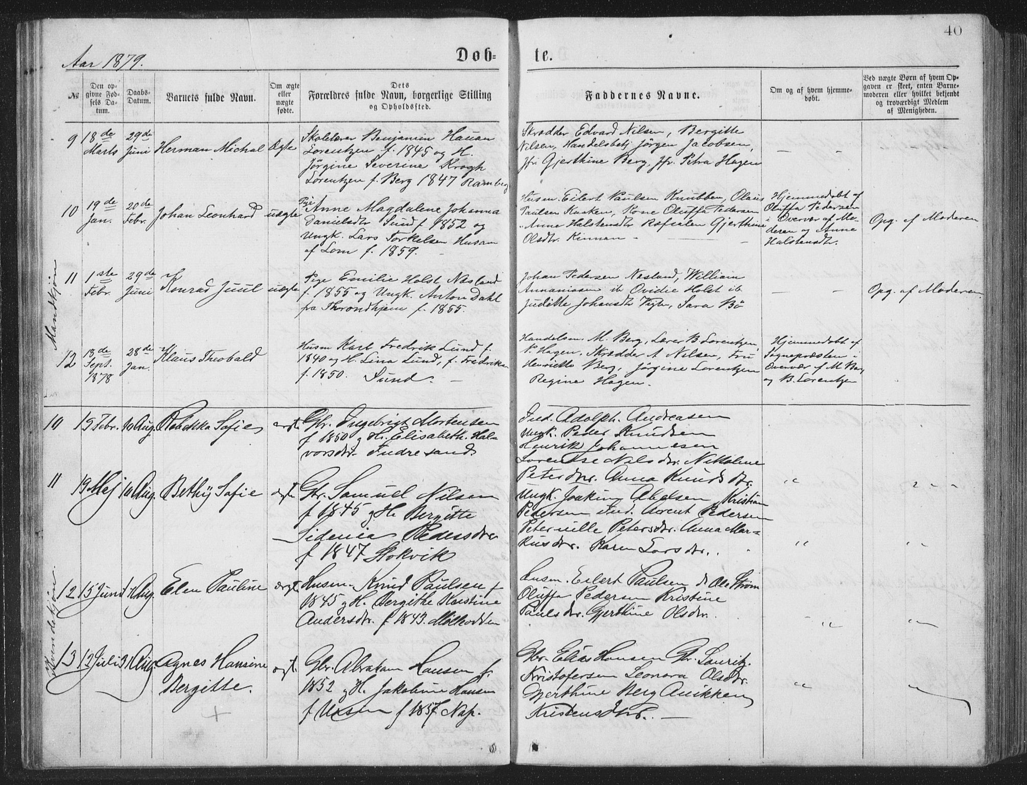 Ministerialprotokoller, klokkerbøker og fødselsregistre - Nordland, AV/SAT-A-1459/885/L1213: Parish register (copy) no. 885C02, 1874-1892, p. 40