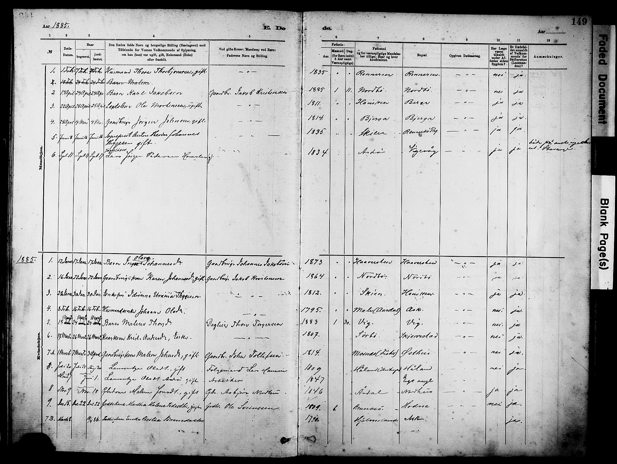 Rennesøy sokneprestkontor, SAST/A -101827/H/Ha/Haa/L0012: Parish register (official) no. A 13, 1885-1917, p. 149