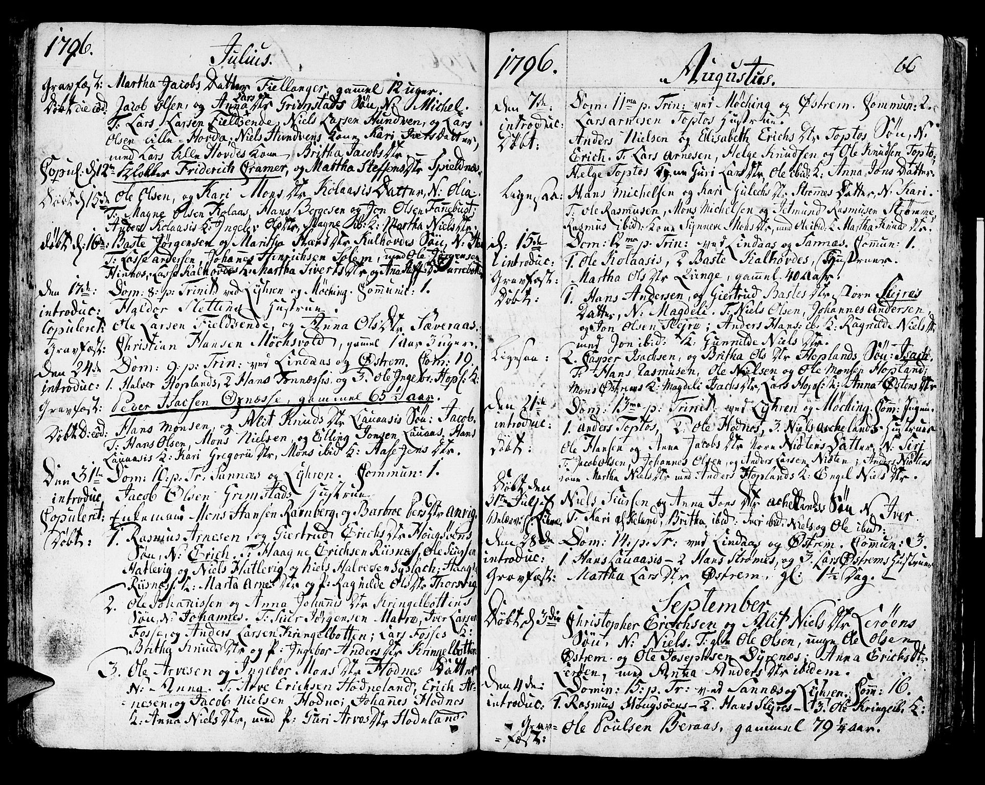 Lindås Sokneprestembete, AV/SAB-A-76701/H/Haa/Haaa/L0005: Parish register (official) no. A 5, 1791-1813, p. 66