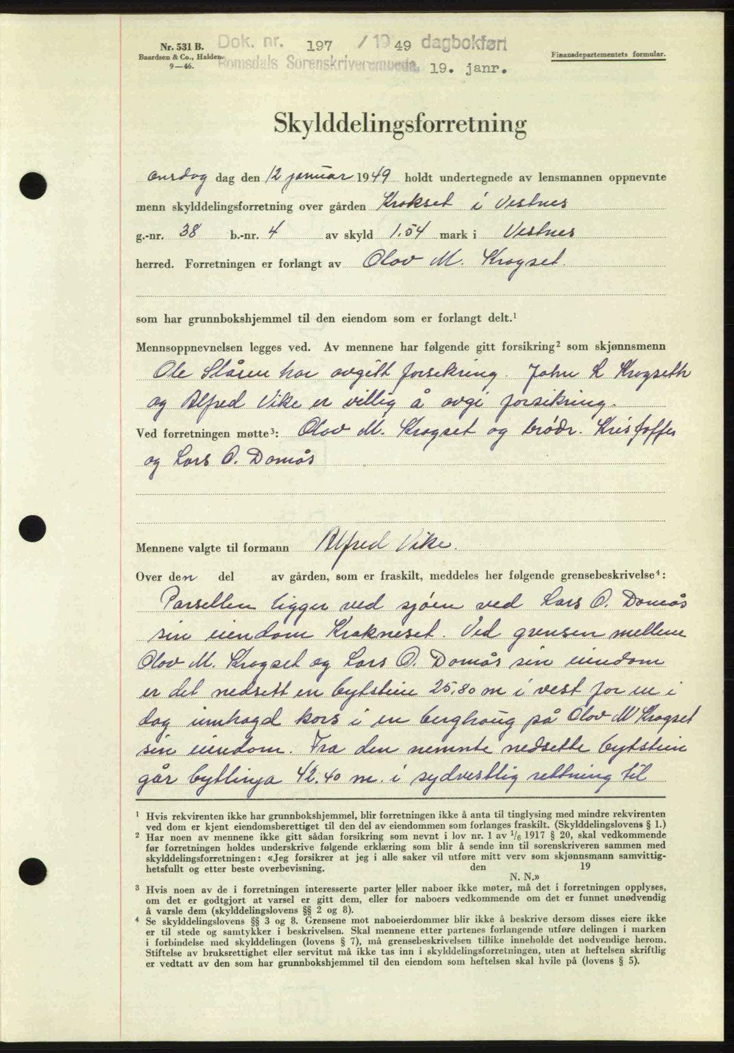 Romsdal sorenskriveri, AV/SAT-A-4149/1/2/2C: Mortgage book no. A28, 1948-1949, Diary no: : 197/1949