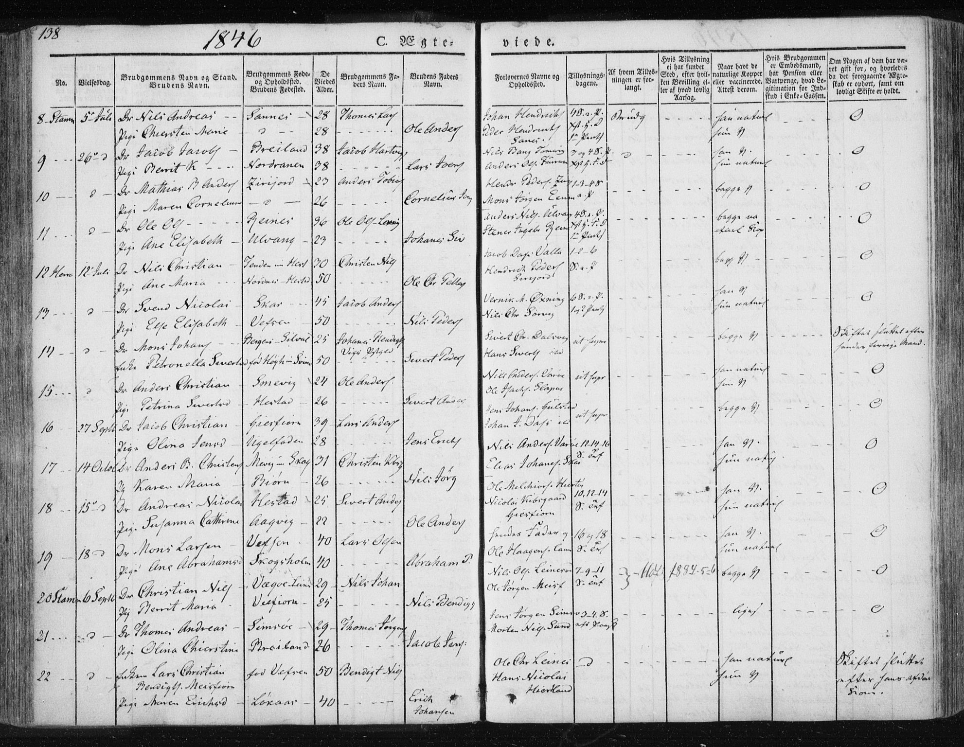 Ministerialprotokoller, klokkerbøker og fødselsregistre - Nordland, AV/SAT-A-1459/830/L0447: Parish register (official) no. 830A11, 1831-1854, p. 138