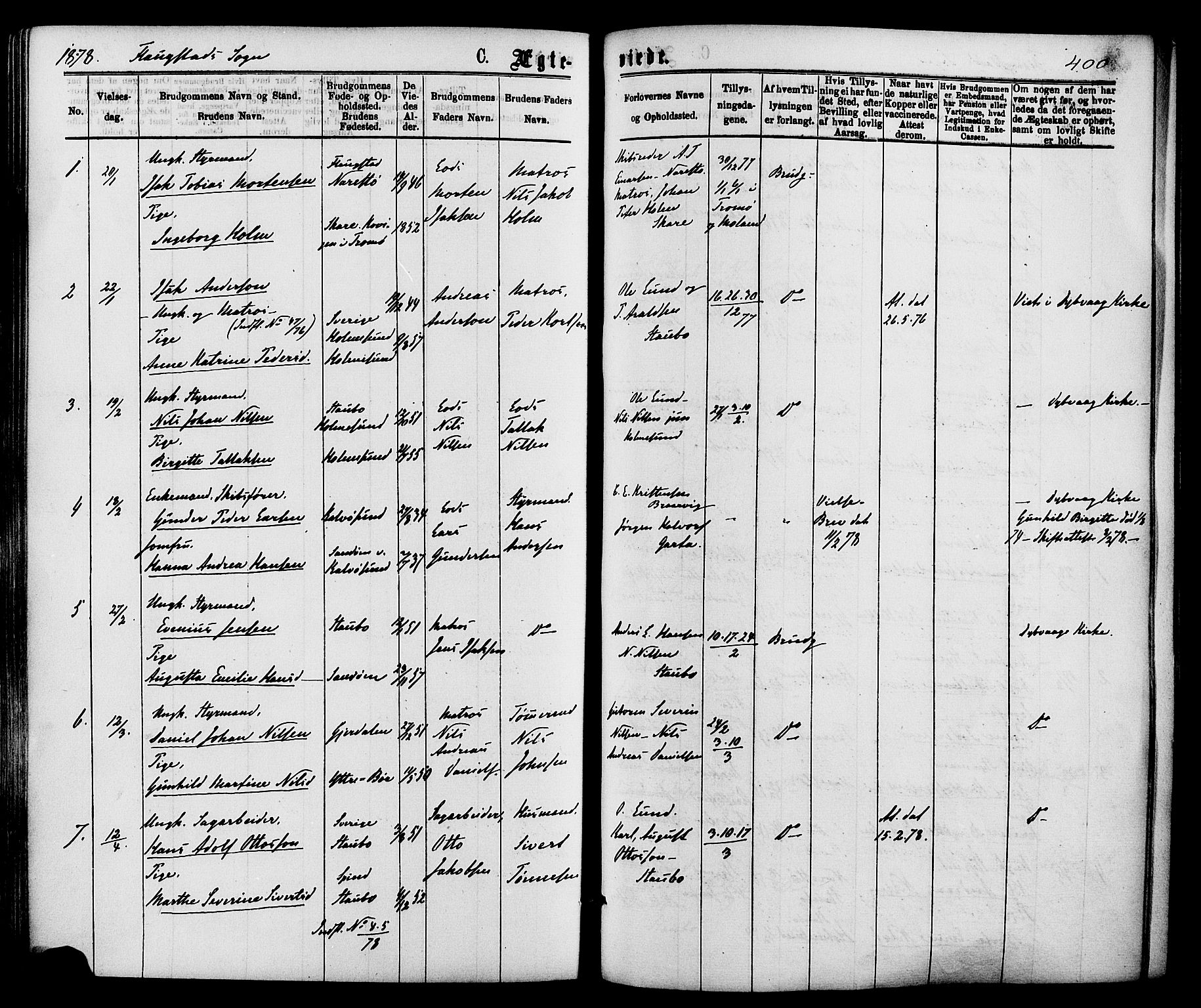 Dypvåg sokneprestkontor, SAK/1111-0007/F/Fa/Faa/L0007: Parish register (official) no. A 7 /2, 1877-1884, p. 400