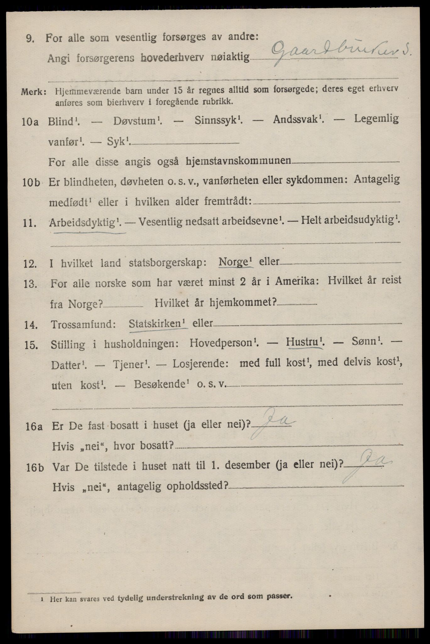 SAST, 1920 census for Klepp, 1920, p. 4607