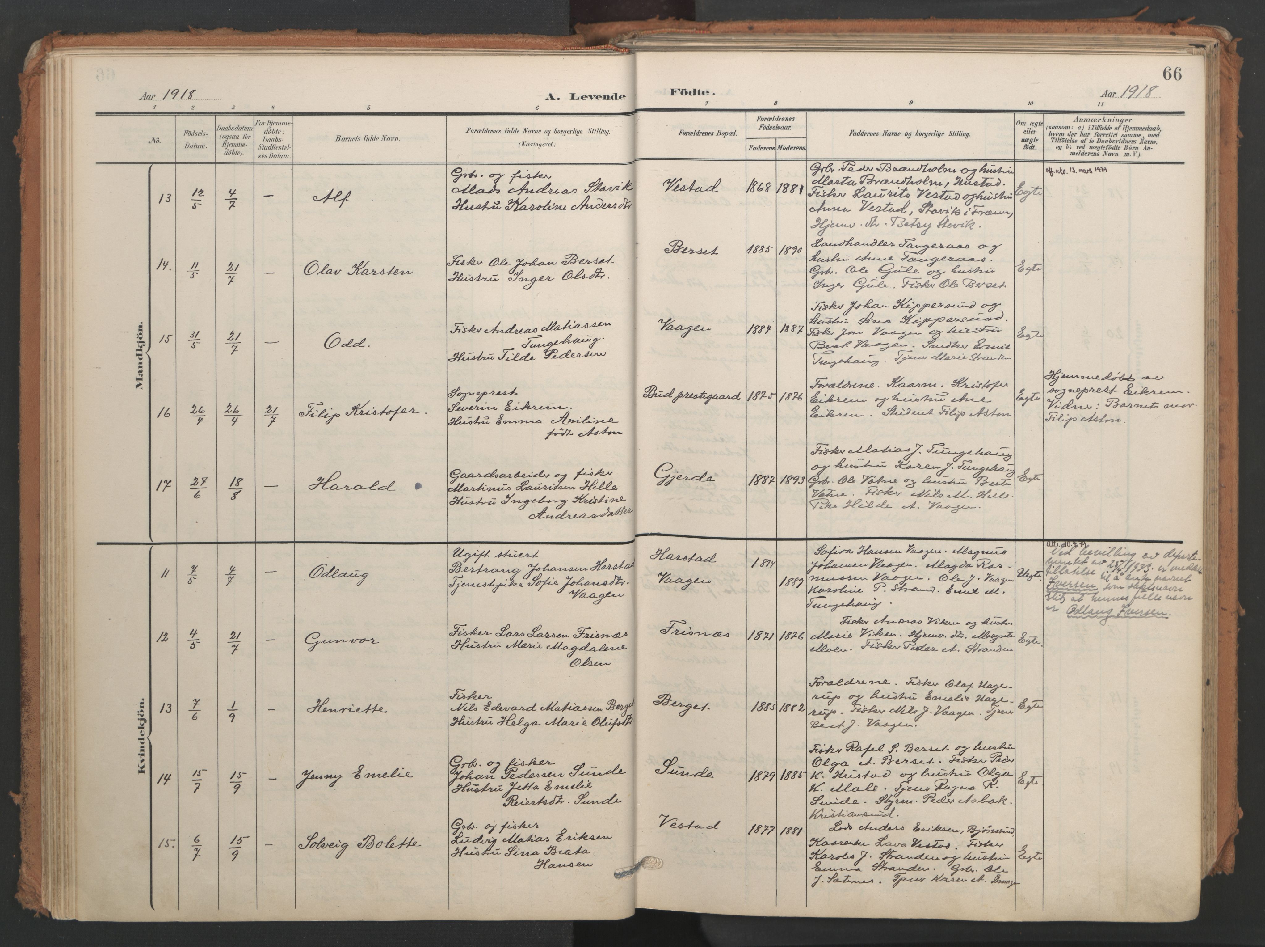 Ministerialprotokoller, klokkerbøker og fødselsregistre - Møre og Romsdal, AV/SAT-A-1454/566/L0771: Parish register (official) no. 566A10, 1904-1929, p. 66