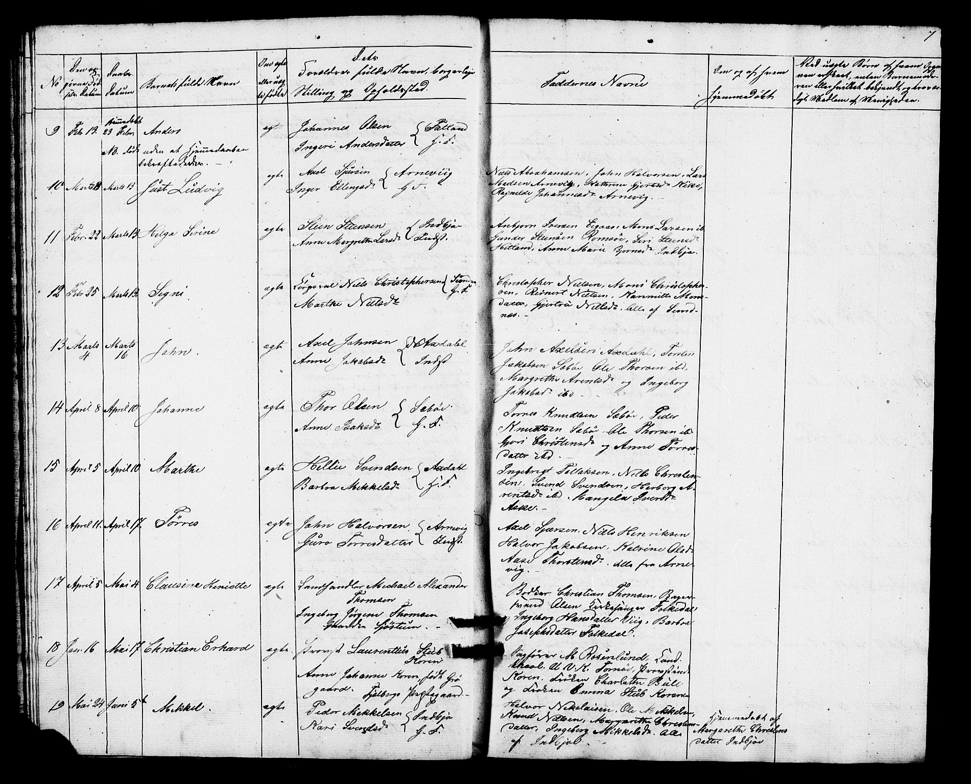 Fjelberg sokneprestembete, AV/SAB-A-75201/H/Hab: Parish register (copy) no. A 2, 1851-1864, p. 7