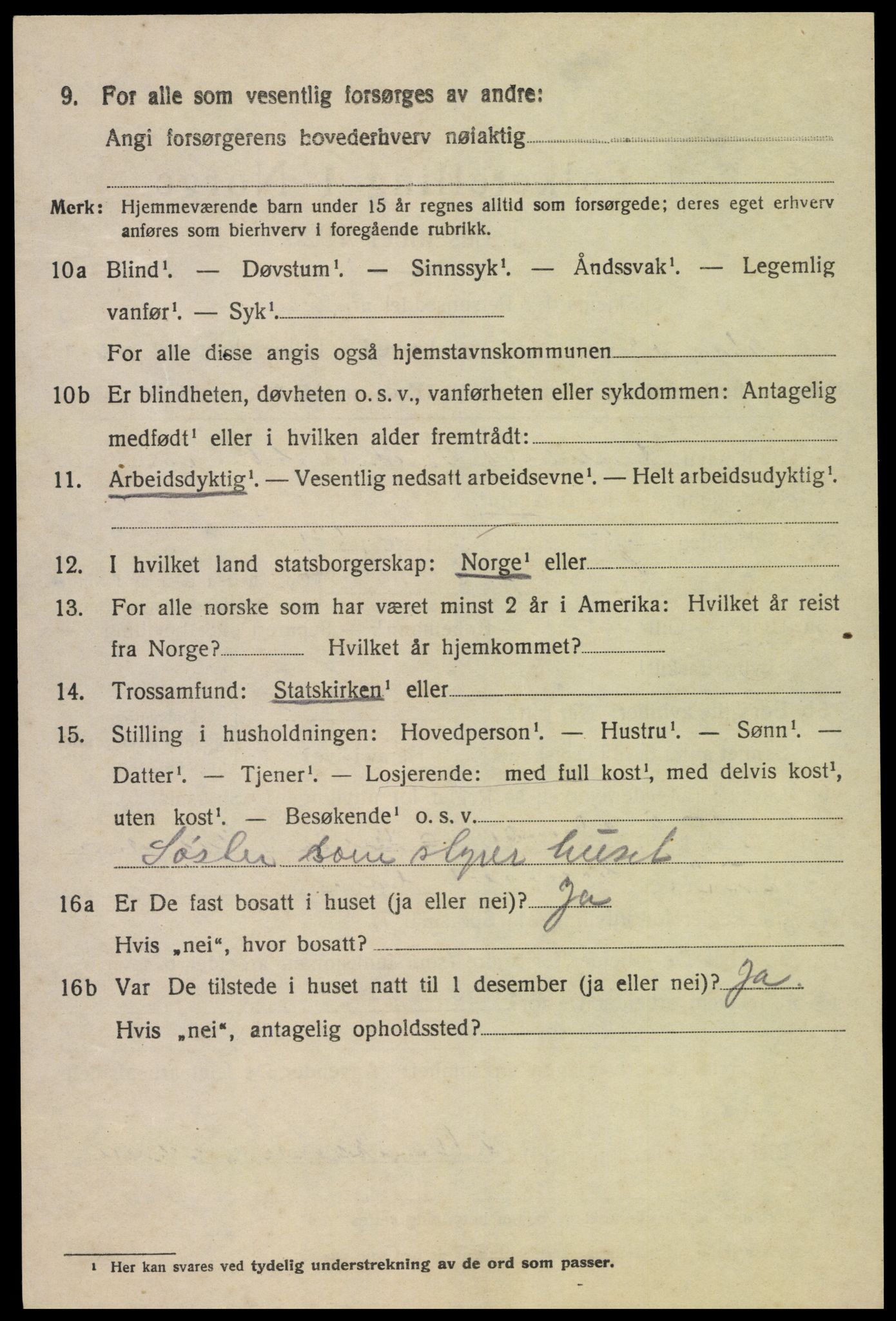 SAK, 1920 census for Lyngdal, 1920, p. 4874