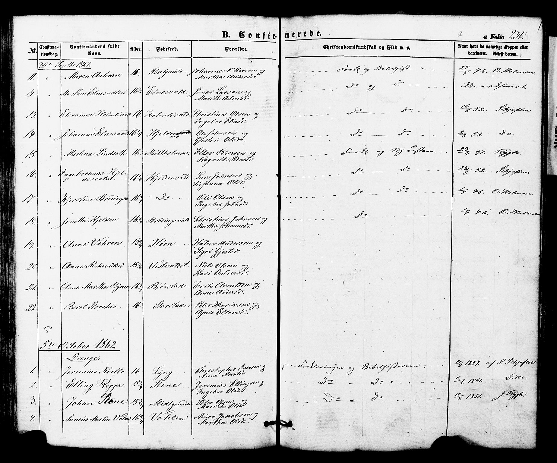 Ministerialprotokoller, klokkerbøker og fødselsregistre - Nord-Trøndelag, SAT/A-1458/724/L0268: Parish register (copy) no. 724C04, 1846-1878, p. 236