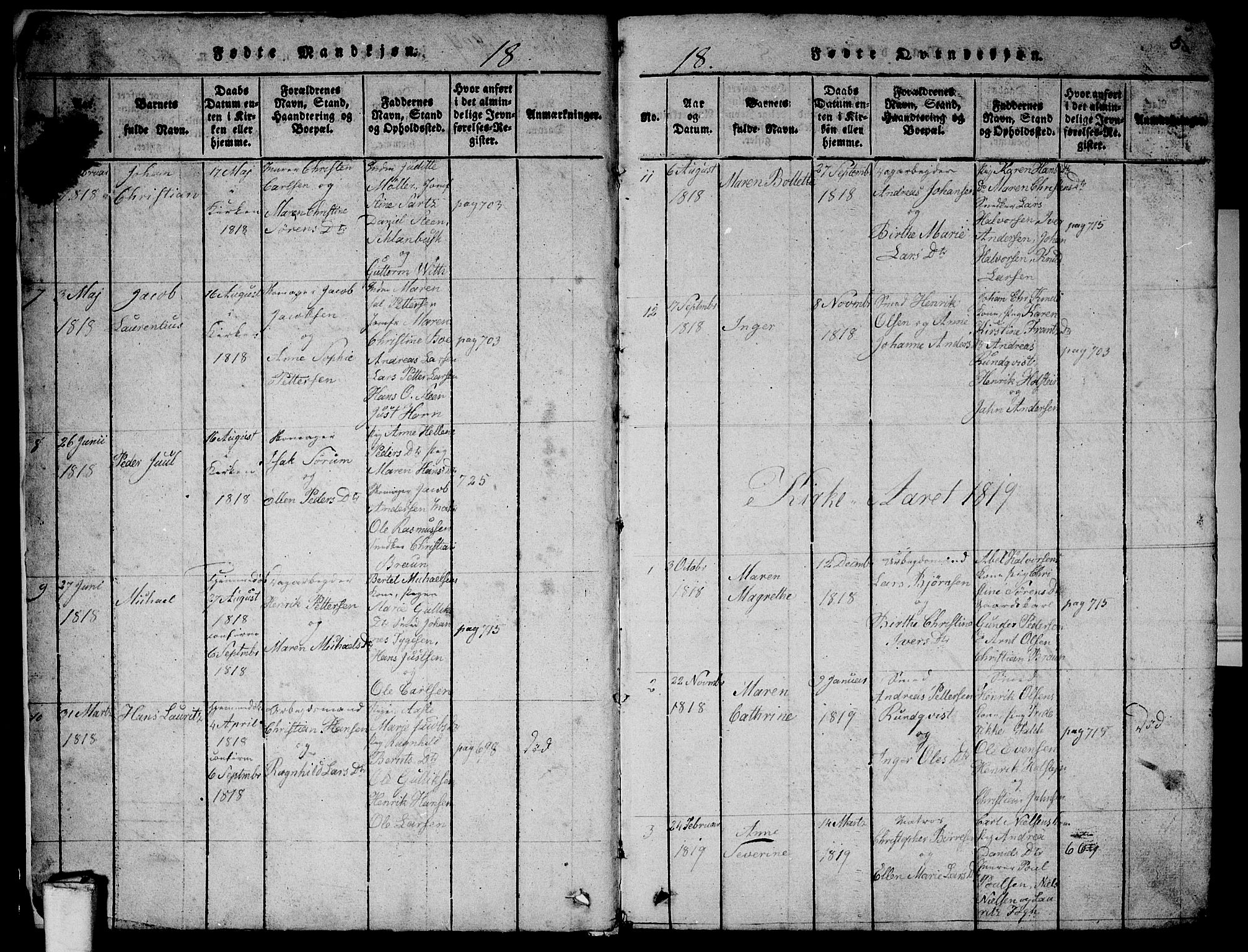 Larvik kirkebøker, SAKO/A-352/G/Gb/L0001: Parish register (copy) no. II 1, 1818-1843, p. 4-5