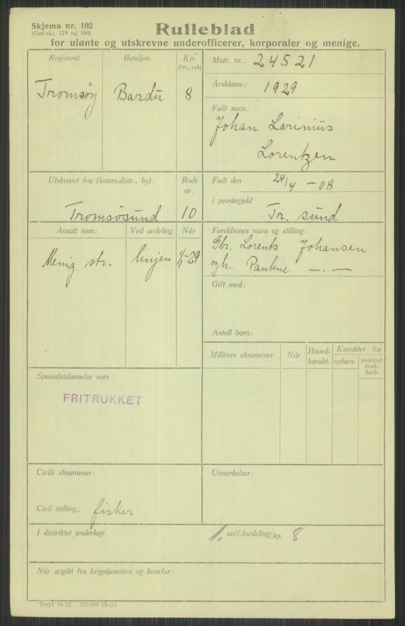 Forsvaret, Troms infanteriregiment nr. 16, AV/RA-RAFA-3146/P/Pa/L0013/0004: Rulleblad / Rulleblad for regimentets menige mannskaper, årsklasse 1929, 1929, p. 733