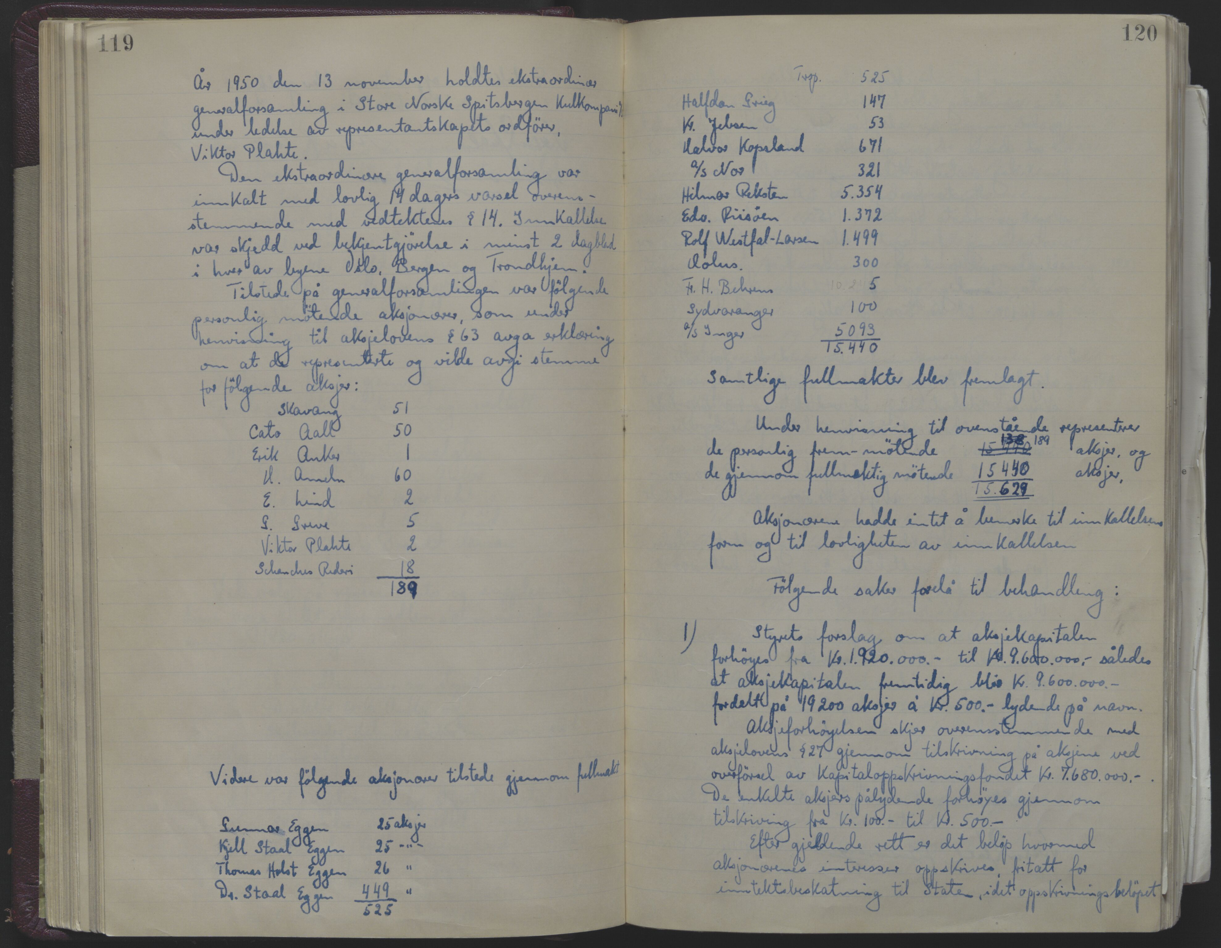 Store Norske Spitsbergen Kulkompani A/S, AV/SATØ-P-0073/09/A/Aa/L0001: Generalforsamling protokoll 1, 1916-2009, p. 119-120