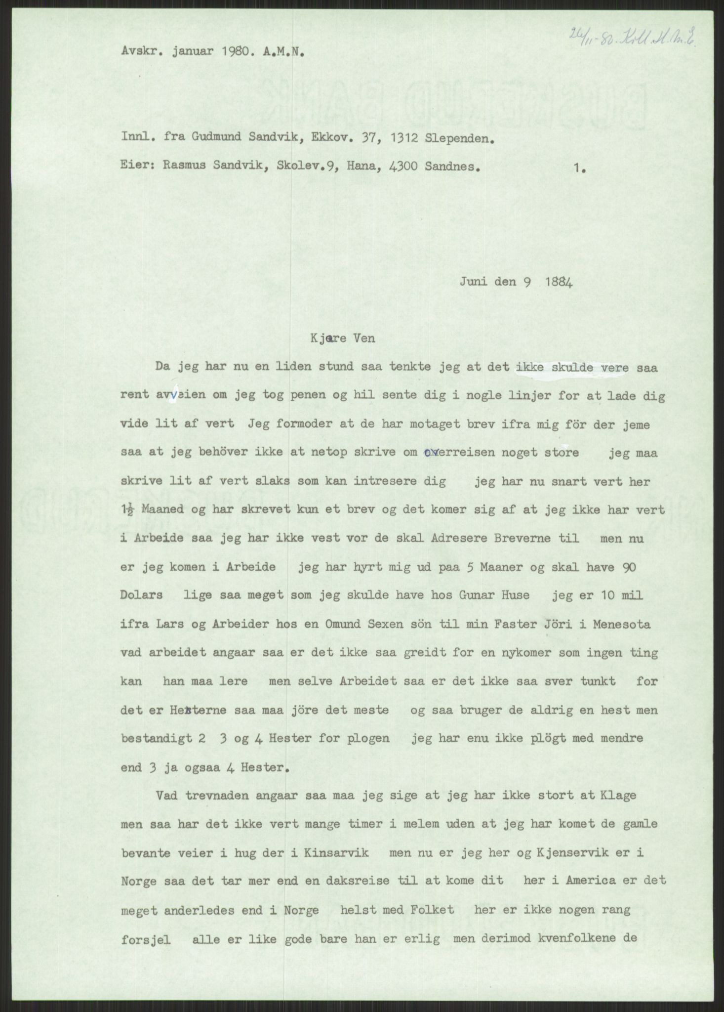 Samlinger til kildeutgivelse, Amerikabrevene, AV/RA-EA-4057/F/L0032: Innlån fra Hordaland: Nesheim - Øverland, 1838-1914, p. 519