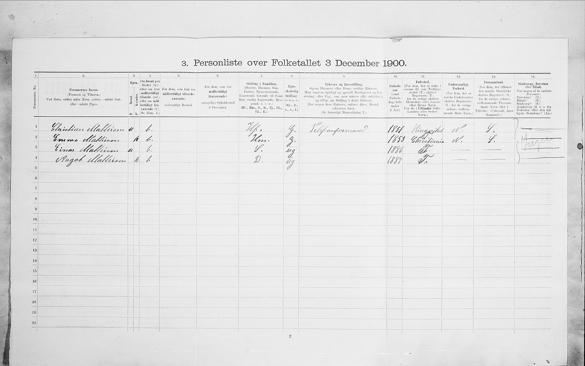 SAO, 1900 census for Kristiania, 1900, p. 94112