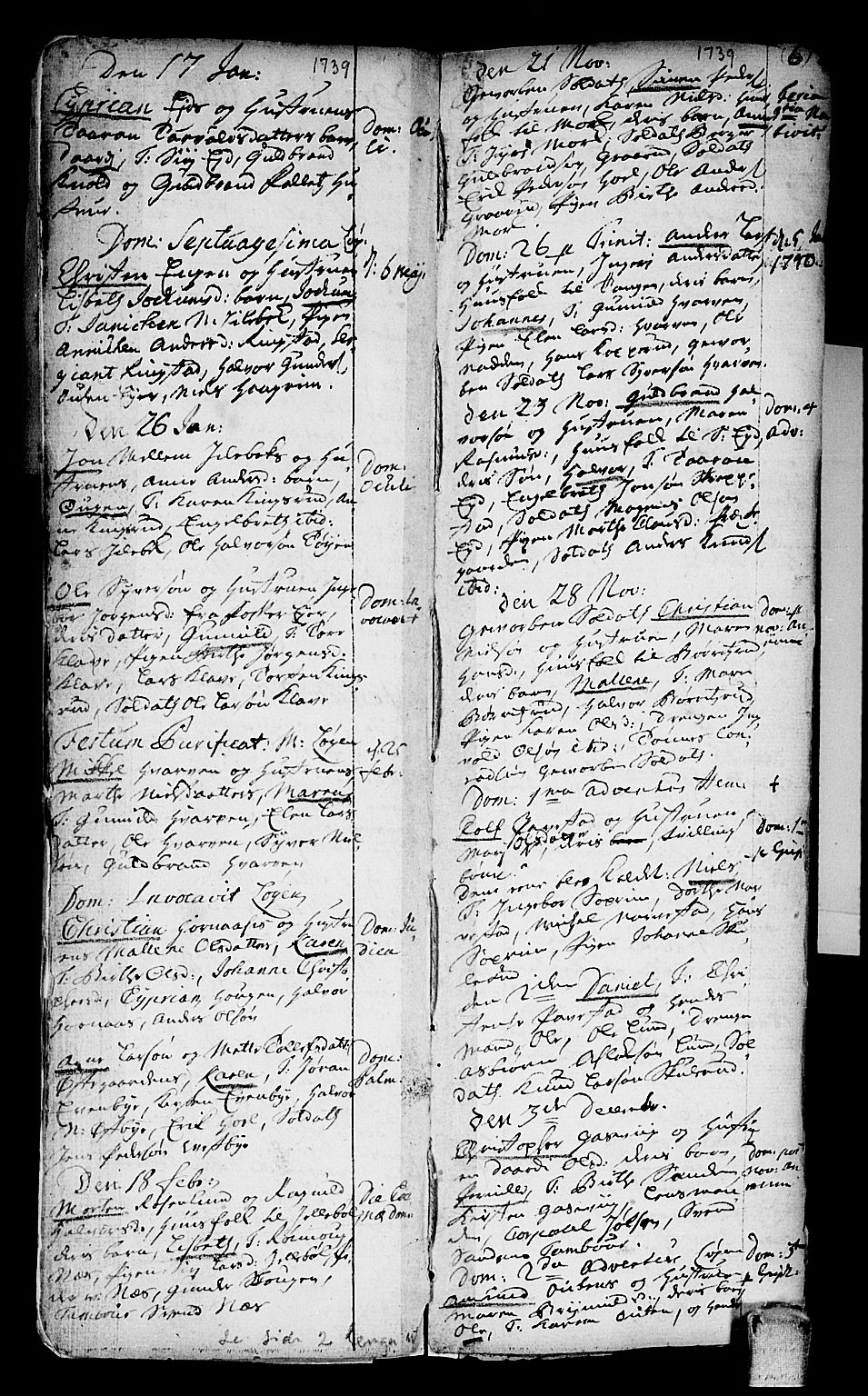 Høland prestekontor Kirkebøker, SAO/A-10346a/F/Fa/L0003: Parish register (official) no. I 3, 1739-1756, p. 1b-6a