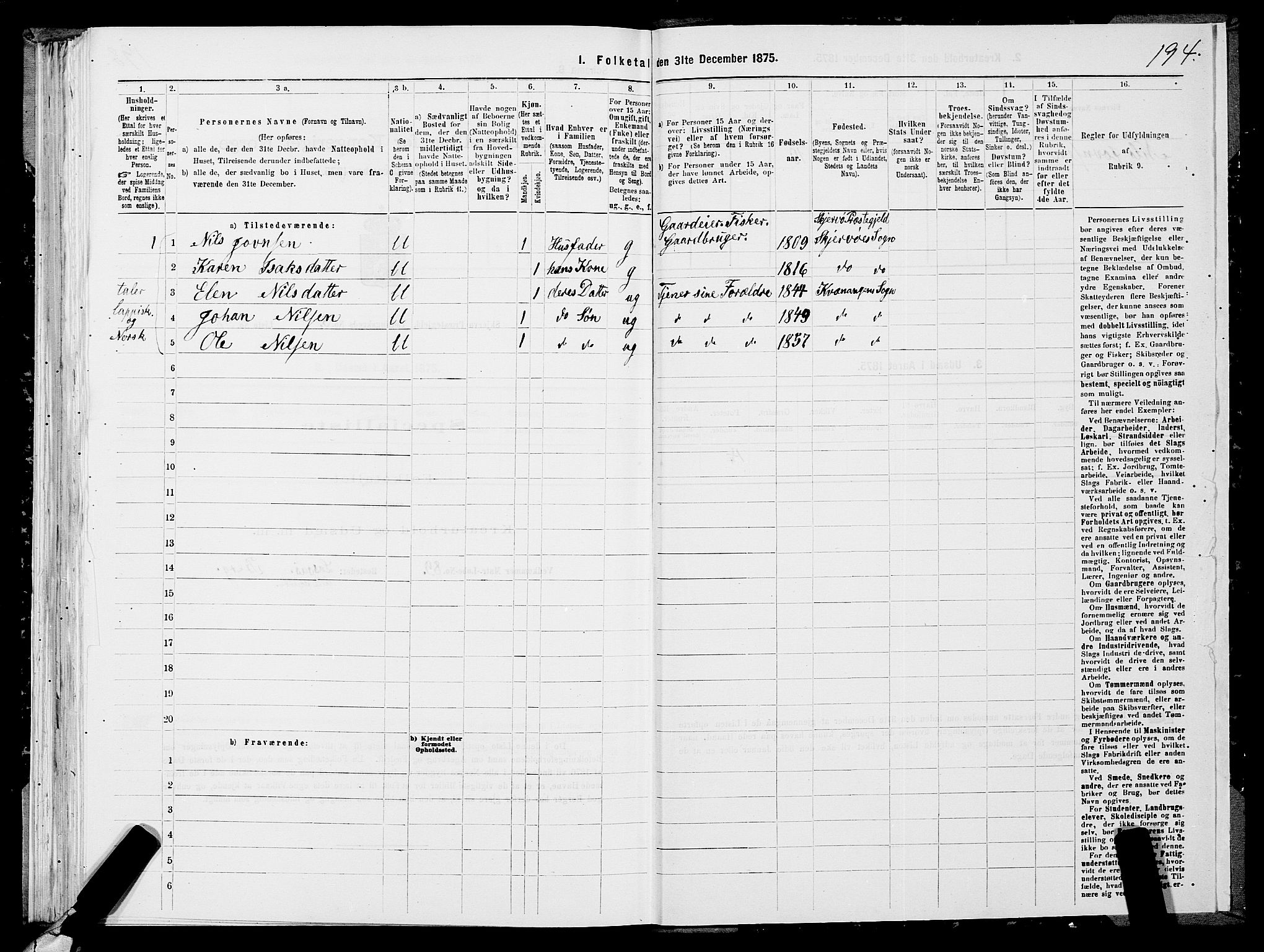 SATØ, 1875 census for 1941P Skjervøy, 1875, p. 2194