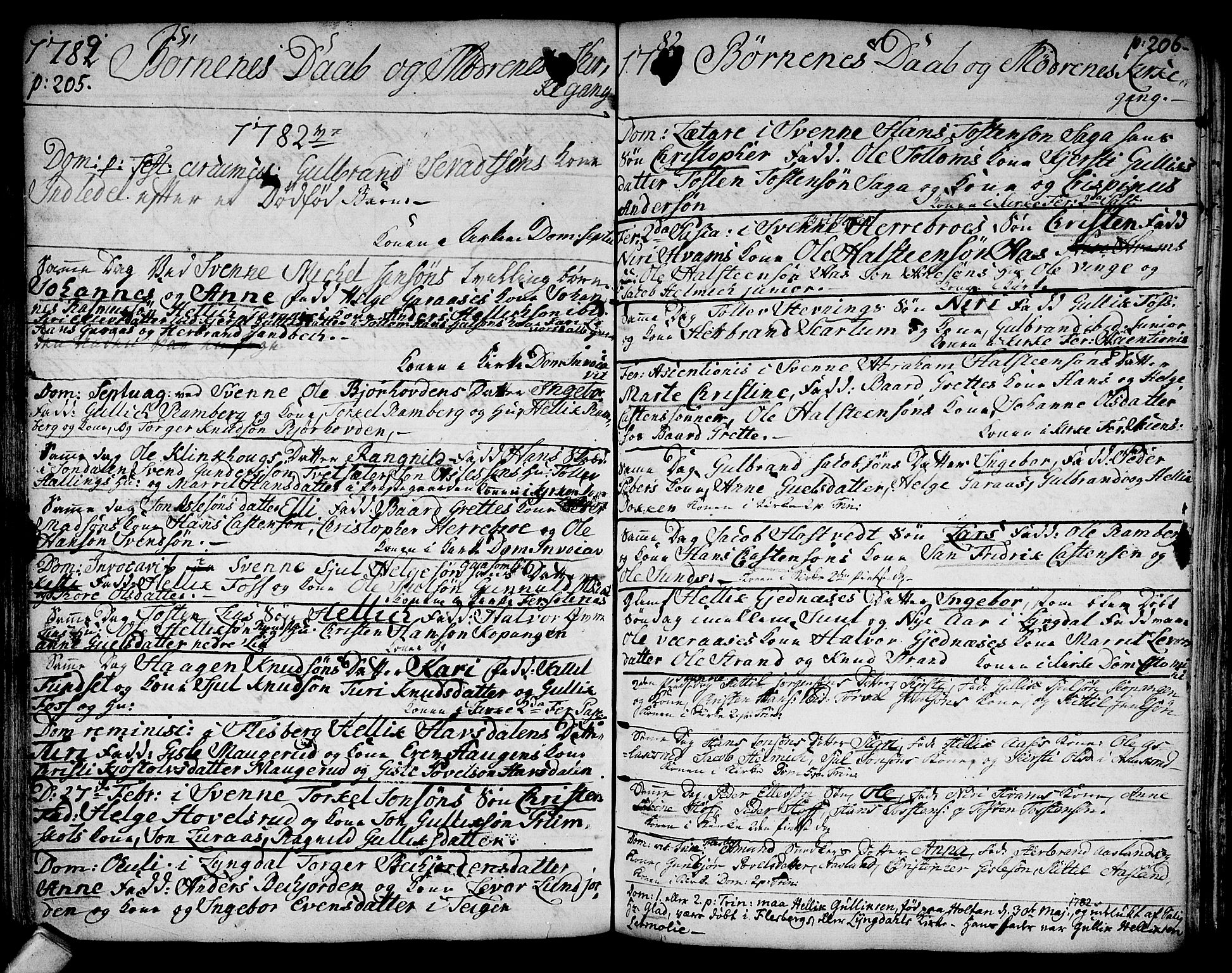 Flesberg kirkebøker, AV/SAKO-A-18/F/Fa/L0003: Parish register (official) no. I 3, 1748-1790, p. 205-206