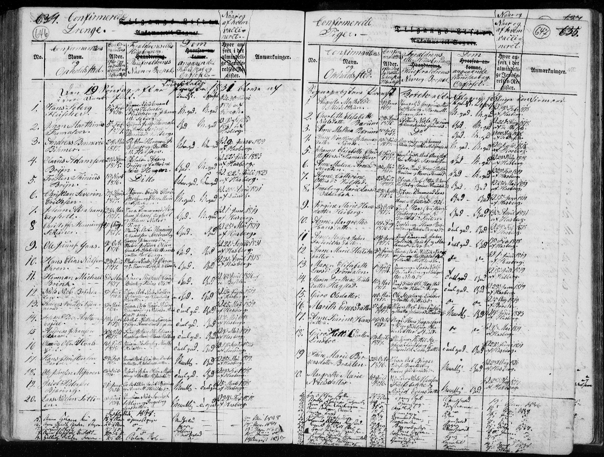 Kongsberg kirkebøker, SAKO/A-22/F/Fa/L0008: Parish register (official) no. I 8, 1816-1839, p. 646-647