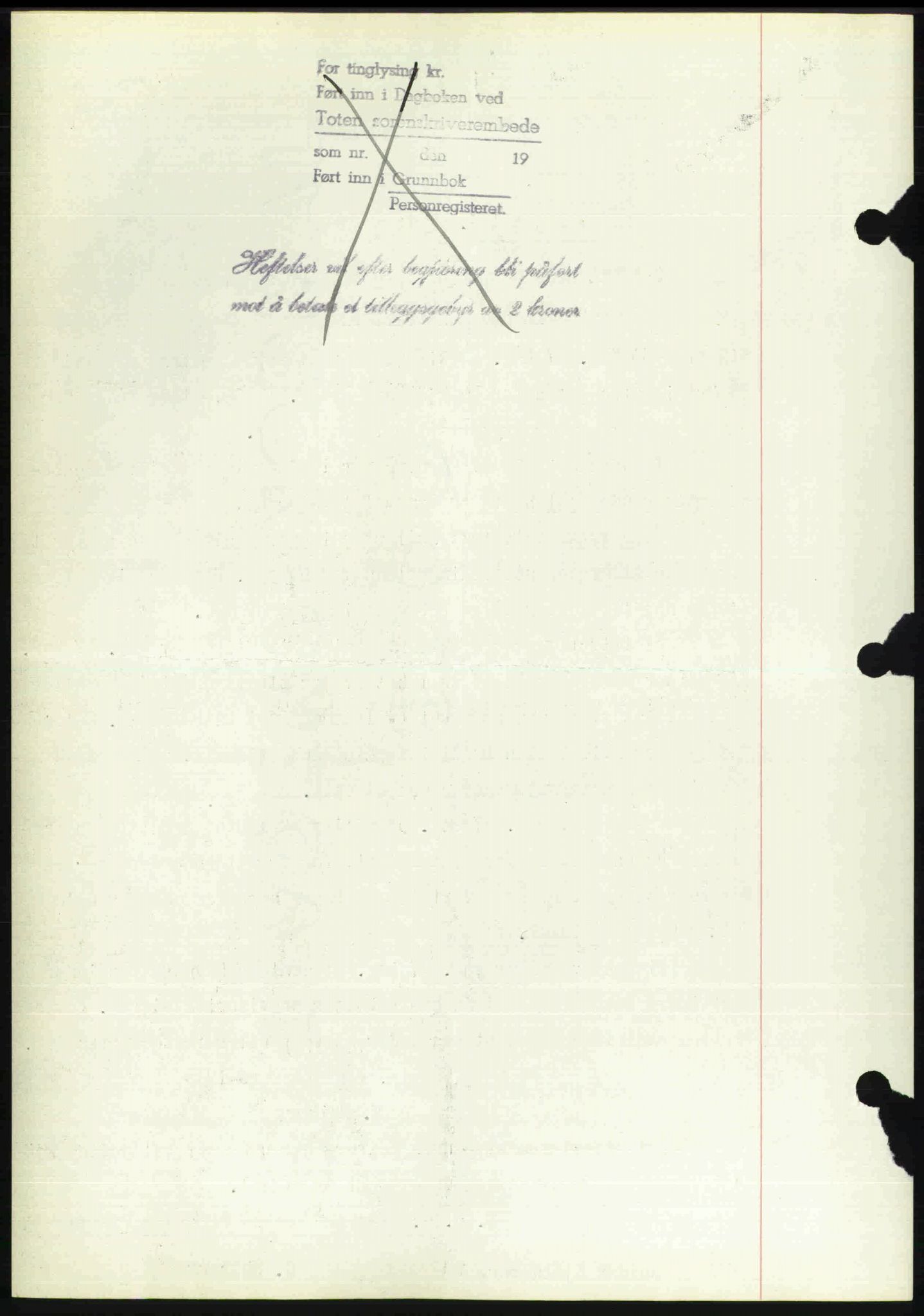 Toten tingrett, SAH/TING-006/H/Hb/Hbc/L0013: Mortgage book no. Hbc-13, 1945-1945, Diary no: : 455/1945