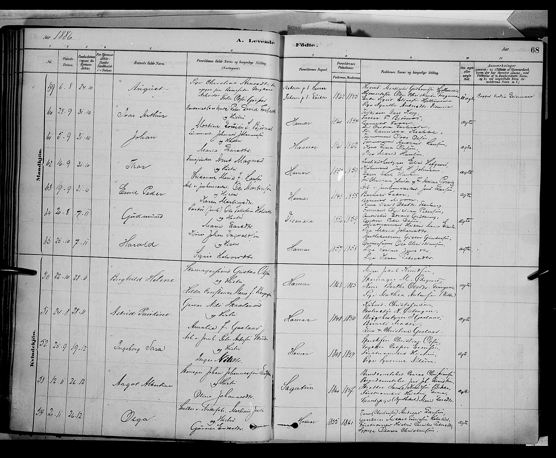 Vang prestekontor, Hedmark, AV/SAH-PREST-008/H/Ha/Haa/L0016: Parish register (official) no. 16, 1878-1889, p. 68