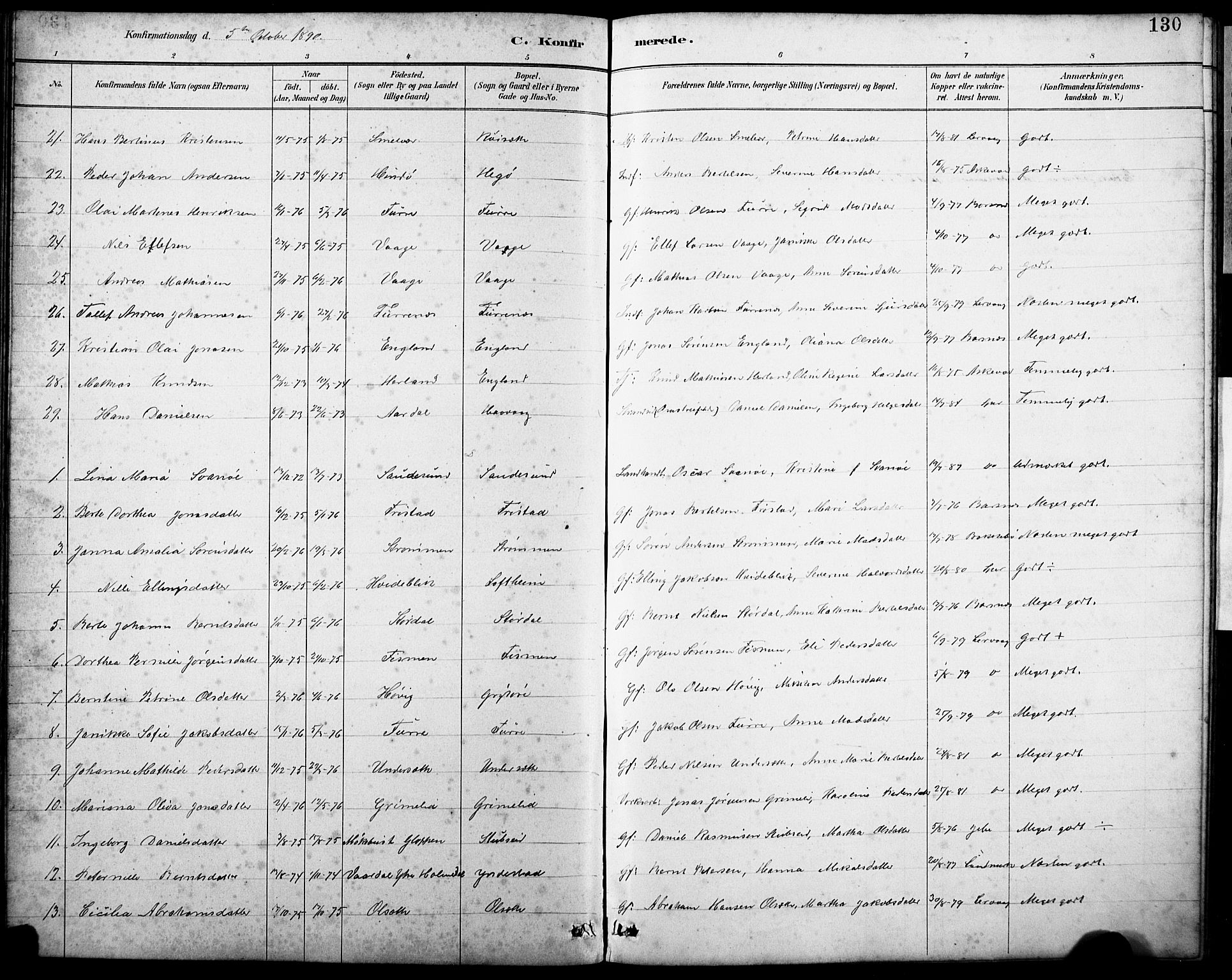 Askvoll sokneprestembete, SAB/A-79501/H/Hab/Haba/L0003: Parish register (copy) no. A 3, 1886-1928, p. 130